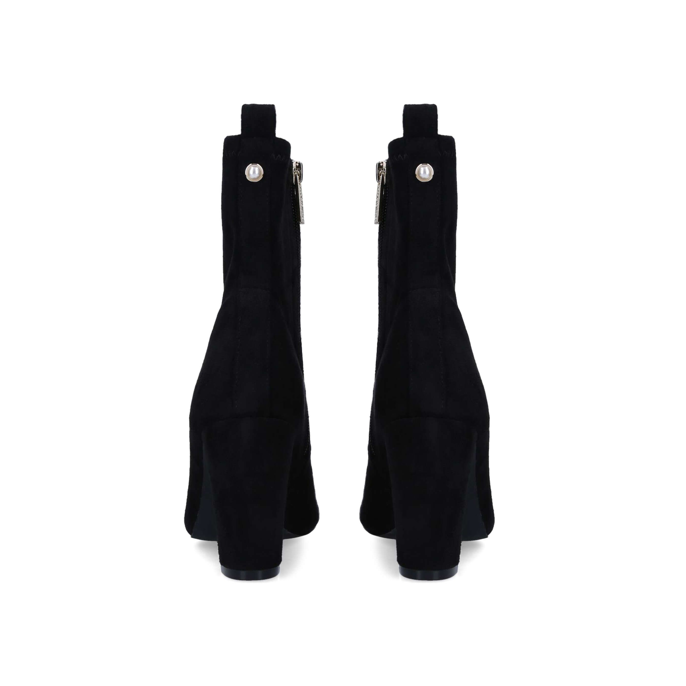 Hallie from Miss KG is a heeled ankle boot with a black suedette upper and a pointed toe.