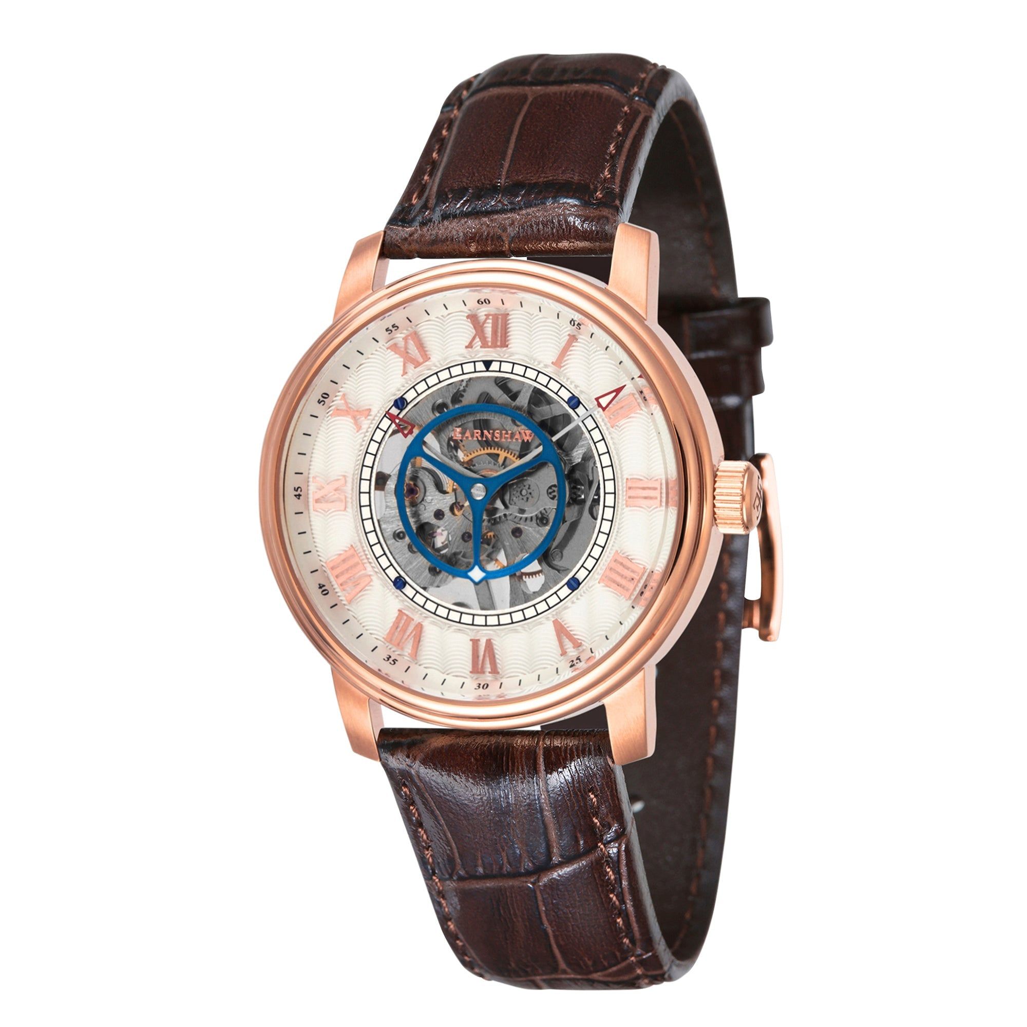 Collection: Westminster  Mechanical Skeleton
Model: Es-8096-03
Movement: Mechanical Skeleton 
Case Material: Stainless Steel
Case Diameter (mm): 42
Case Thickness (mm): 14.5
Case Shape: Round
Case Color: Rose Gold
Dial Color: Silver White
Band: Genuine Leather Strap
Band Color: Brown
Buckle: Strap Buckle
Band Width (mm): 22
Water Resistance: 5 Atm
Watch Weight (g): 100
Warranty: 2 Years International Warranty