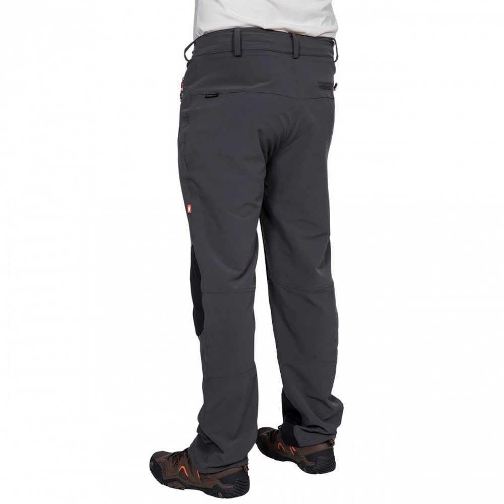 Flat waist with inner waist adjusters. Front fly opening. 4 pockets. Articulated knee darts. Anchored hem adjusters. Reinforced ankle patches. Mosquito repellent finish. Comfort stretch. 95% Polyamide, 5% Elastane. Trespass Mens Waist Sizing (approx): S - 32in/81cm, M - 34in/86cm, L - 36in/91.5cm, XL - 38in/96.5cm, XXL - 40in/101.5cm, 3XL - 42in/106.5cm.