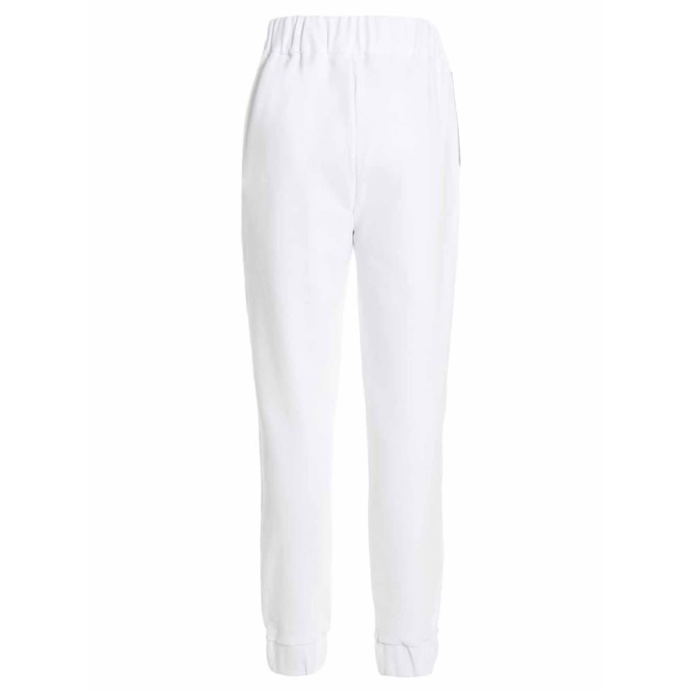 Cotton tracksuit pants with an elastic waistband and leg bottoms, and a jewel application on pockets.