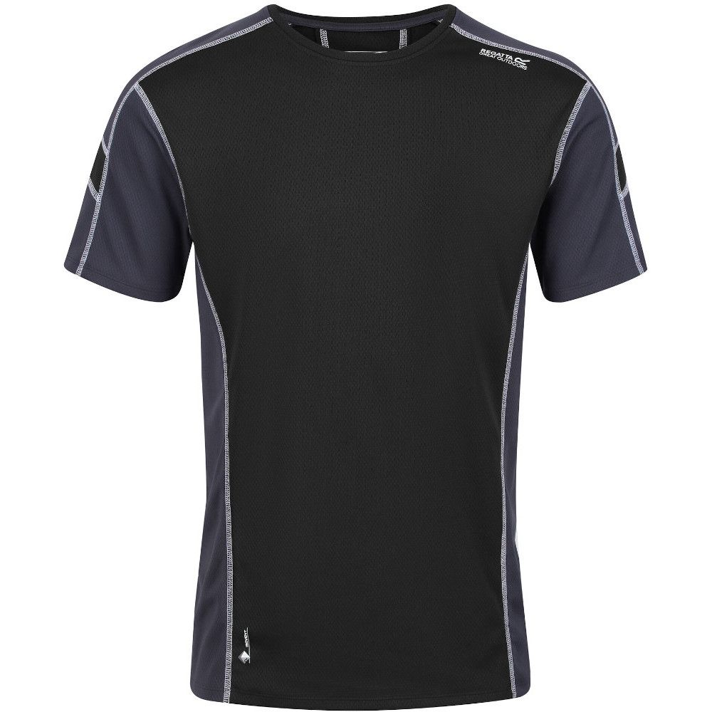 Isovent technology. Quick drying. Good wicking performance. Polyester mesh fabric. Crew neck. Short sleeves.