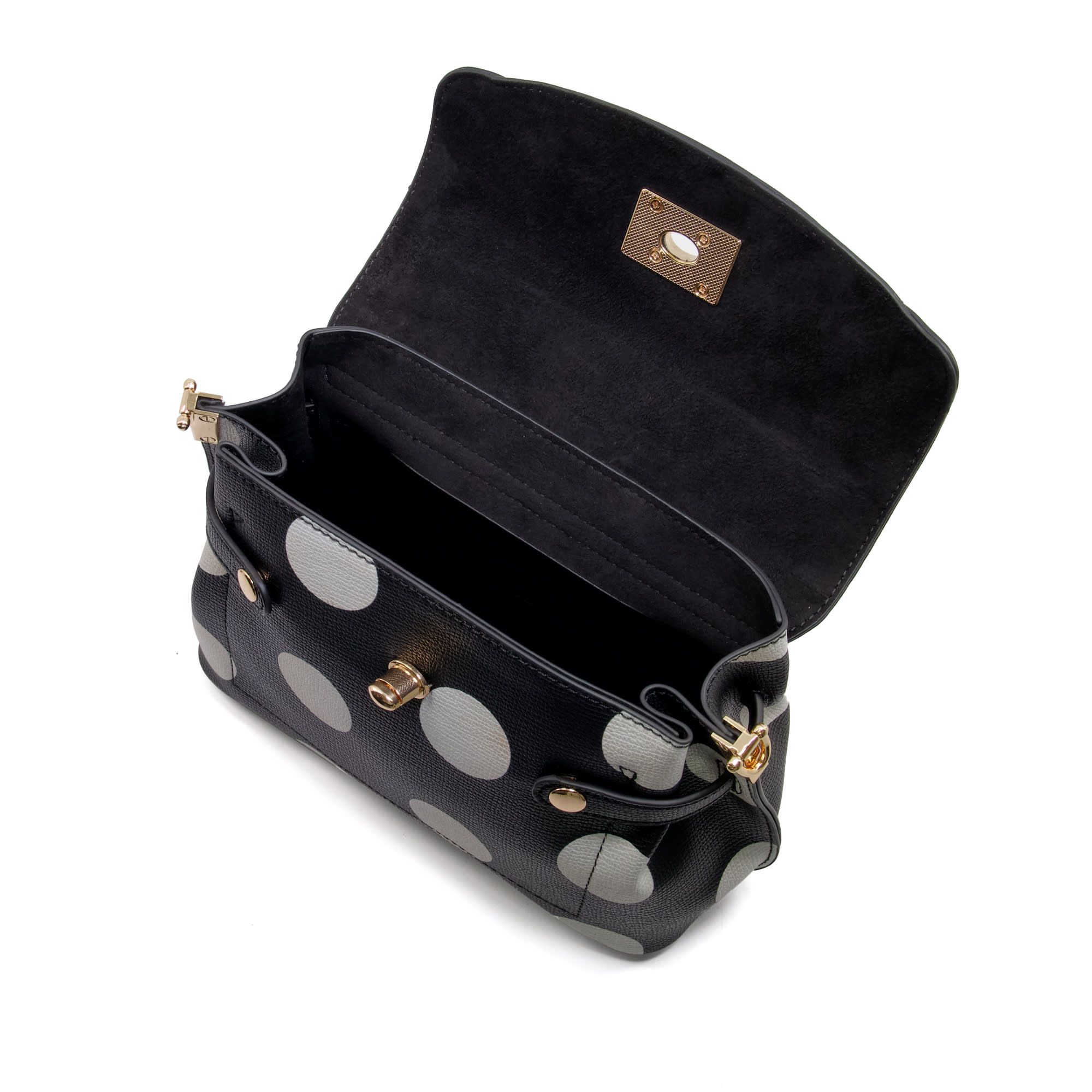 A timeless take on the polka-dot trend, this cross-body style has a classic monochrome pattern. Luxurious and feminine, it's designed with gold hardware, a chic top handle and a slim, adjustable strap.