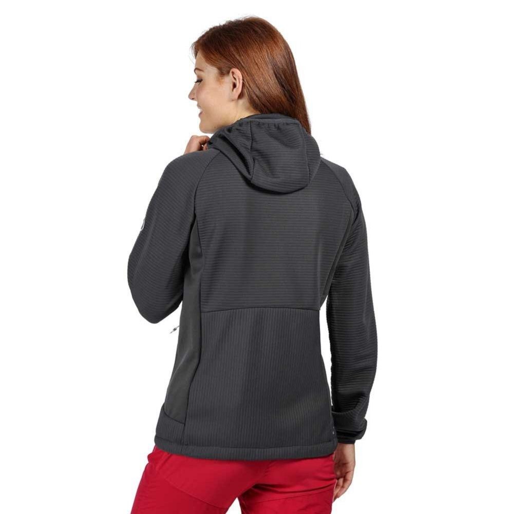 100% polyester. Ribbed fleece fabric. Stretch binding to hood and cuffs. With two zipped pockets. Extol stretch side panels. Adjustable shock cord hem. Size/Bust (ins) (8/32in), (10/34in), (12/36in), (14/38in), (16/40in), (18/42in), (20/44in).