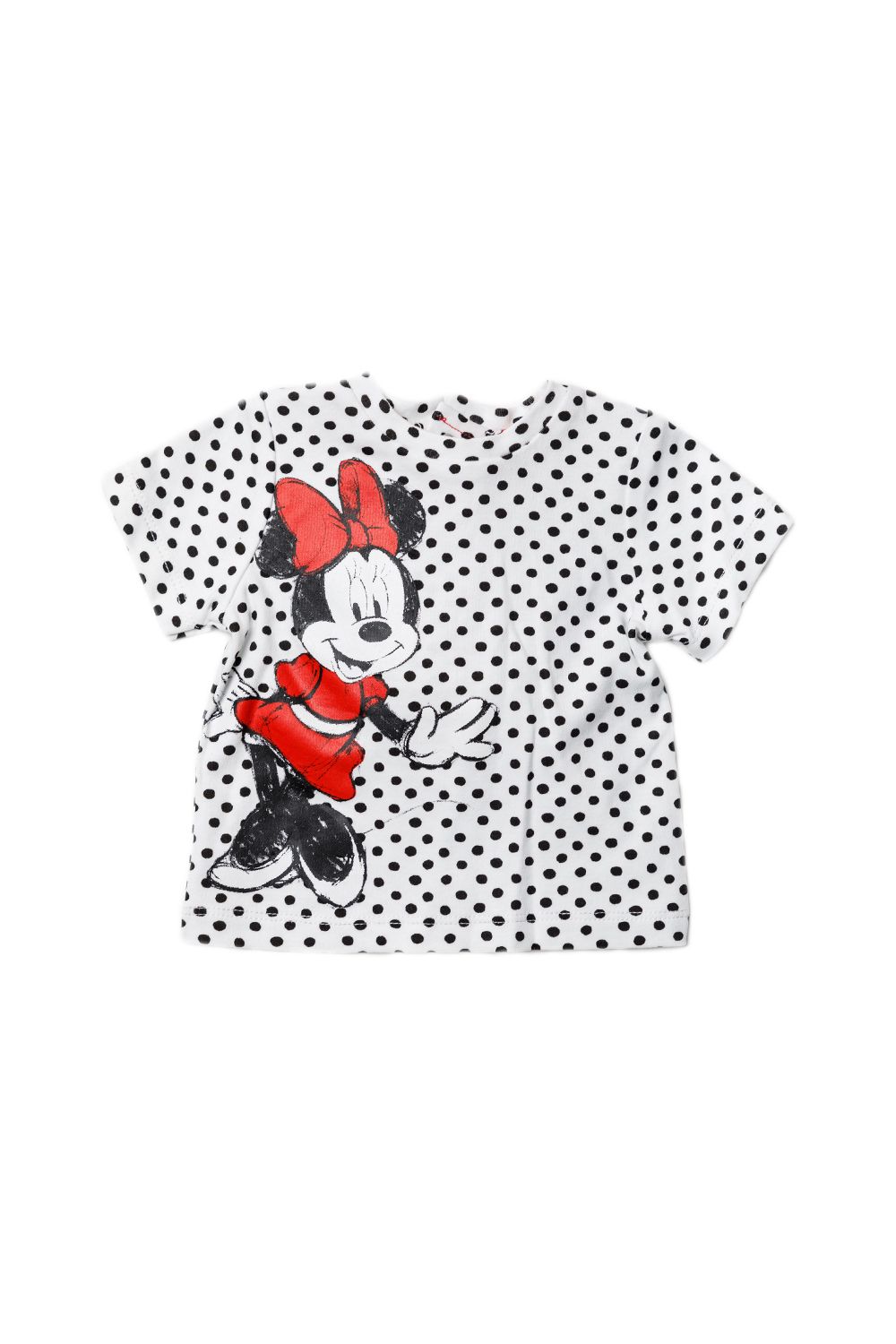 This adorable Disney Baby three-piece set featues a classic Minnie Mouse print. The set includes an all-over, spotted print t-shirt, a pair of shorts, and a matching headband! Each item in the set is cotton and the t-shirt has popper fastenings, keeping your little one comfortable. This would be a lovely gift or new addition to your little ones wardrobe!