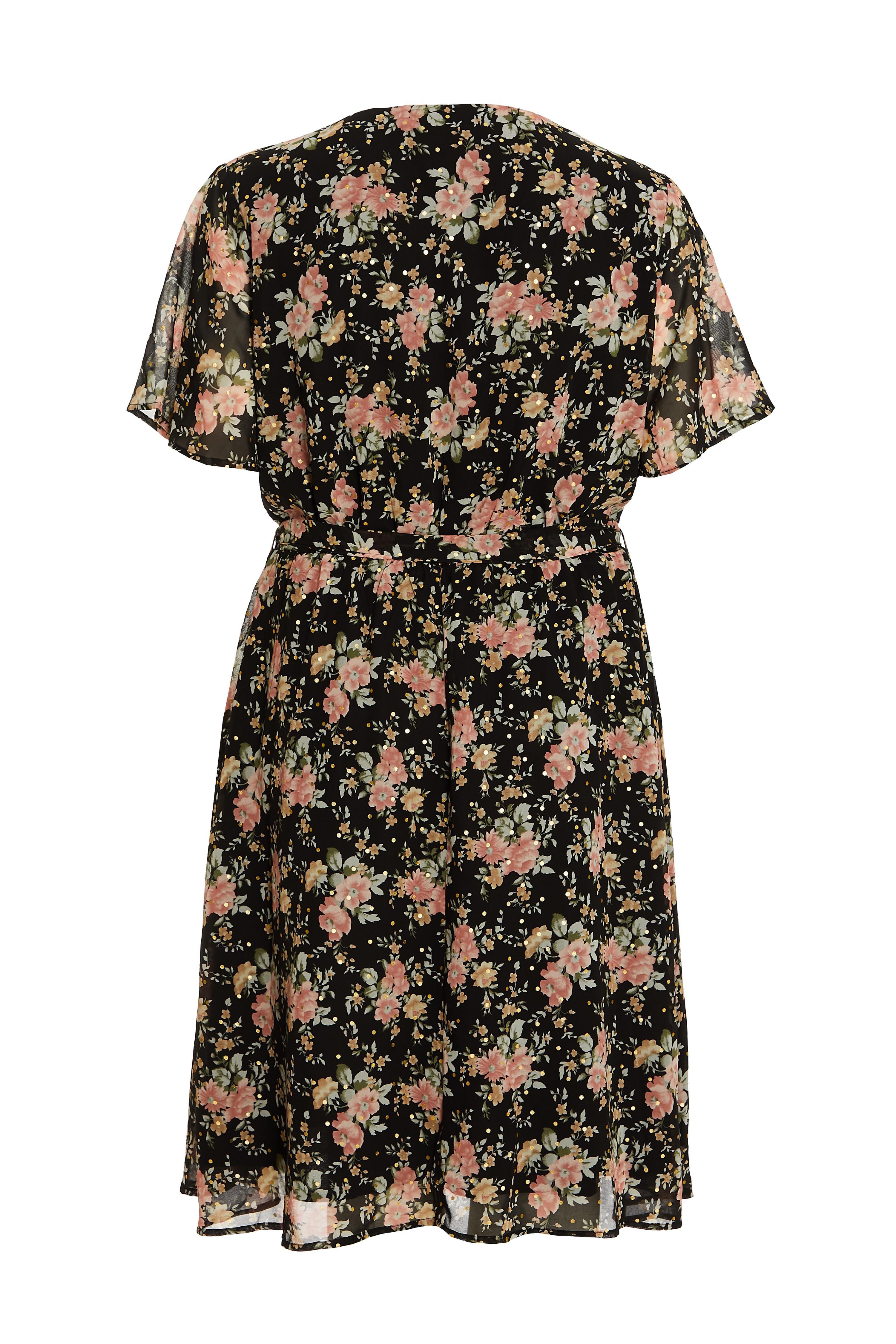 Curve Black Floral Chiffon Midi Dress