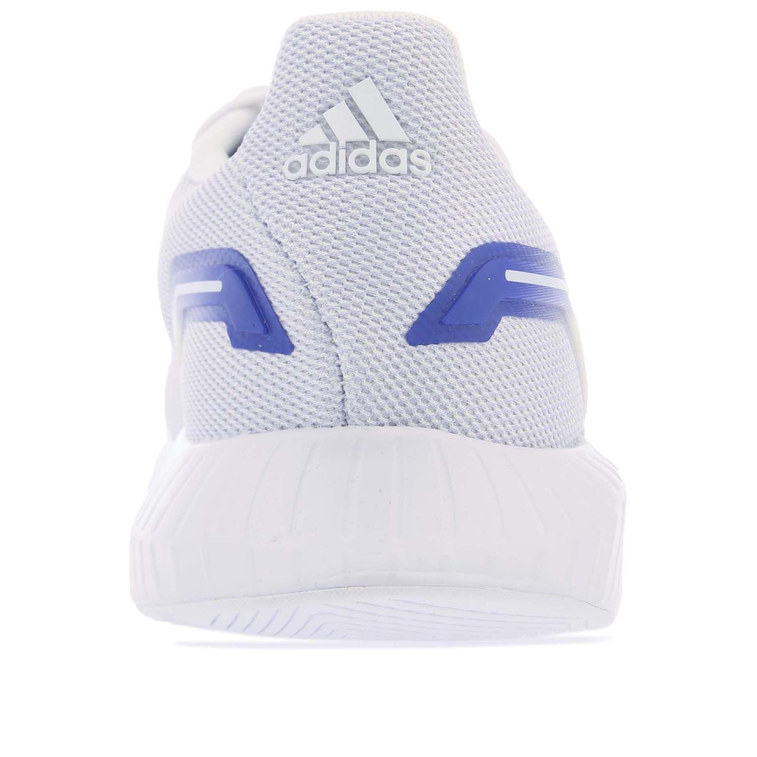 Mens adidas Runfalcon 2.0 Running Shoes in white purple.- Mesh upper.- Lace closure.- Regular fit.- adidas logo on the tongue and heel.- Padded ankle collar. - Lightweight feel.- Cushioning midsole.- Multilayer rubber outsole.- Textile and Synthetic upper  Textile lining  Synthetic sole. - Ref.: FY9626