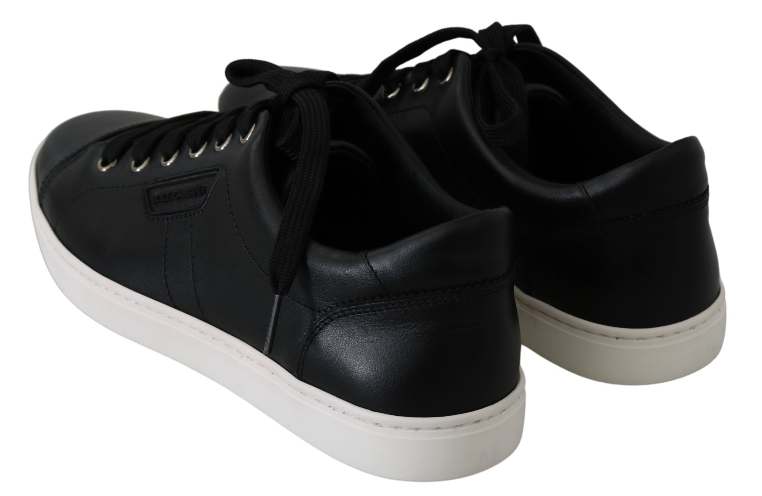 Dolce & Gabbana Black Leather Mens Casual Sneakers Shoes