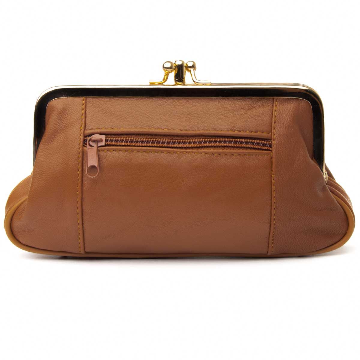 Measure: 10 * 17 * 2 cm. Women's purse, made of leather with closure closure. It is very flexible and comes doubly sewn. It has two exterior pockets with zip and two independent interior departments, lined with textiles. Very practical and comfortable. 100% natural skin.
