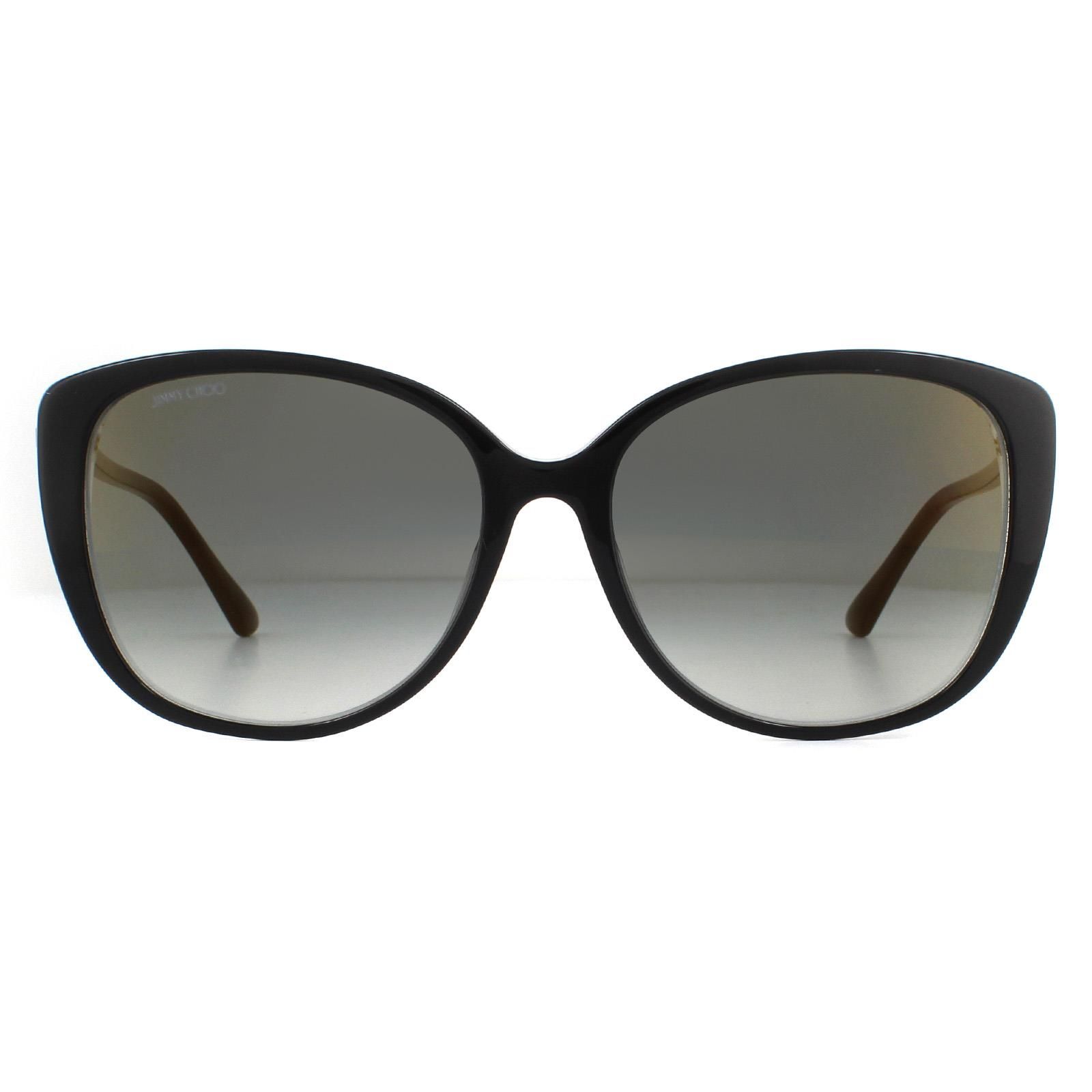Jimmy Choo Sunglasses ALY/F/S AE2 FQ Black Gold Glitter Grey Gradient