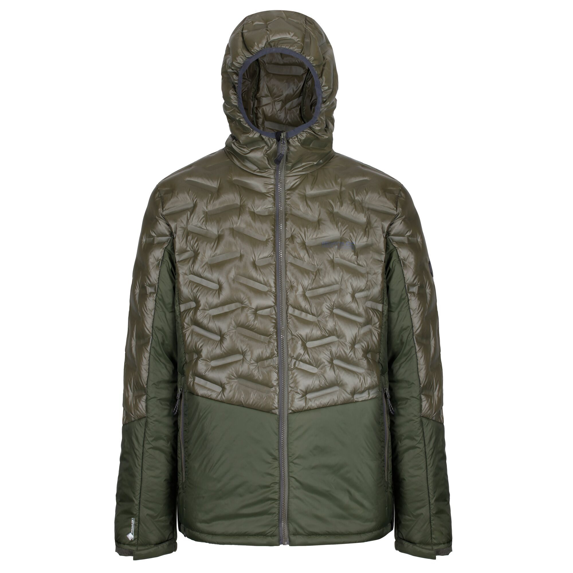100% Polyamide. Lightweight down fill insulation. Warmloft soft-touch insulation. DWR water resistant finish. Attached hood with stretch binding. 2 zipped pockets.