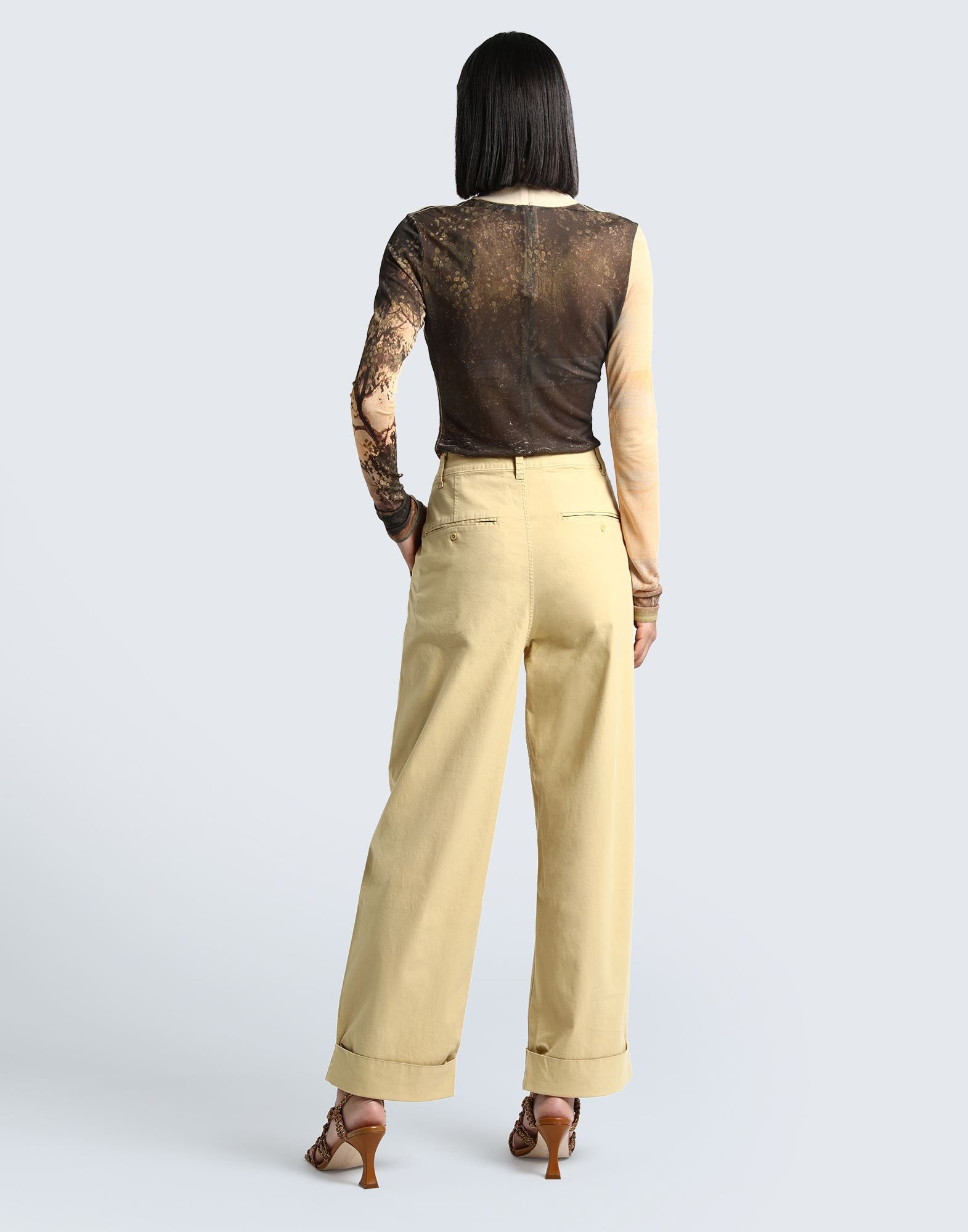 crepe, no appliqués, multicolour pattern, turtleneck, long sleeves, no pockets, rear closure, unlined