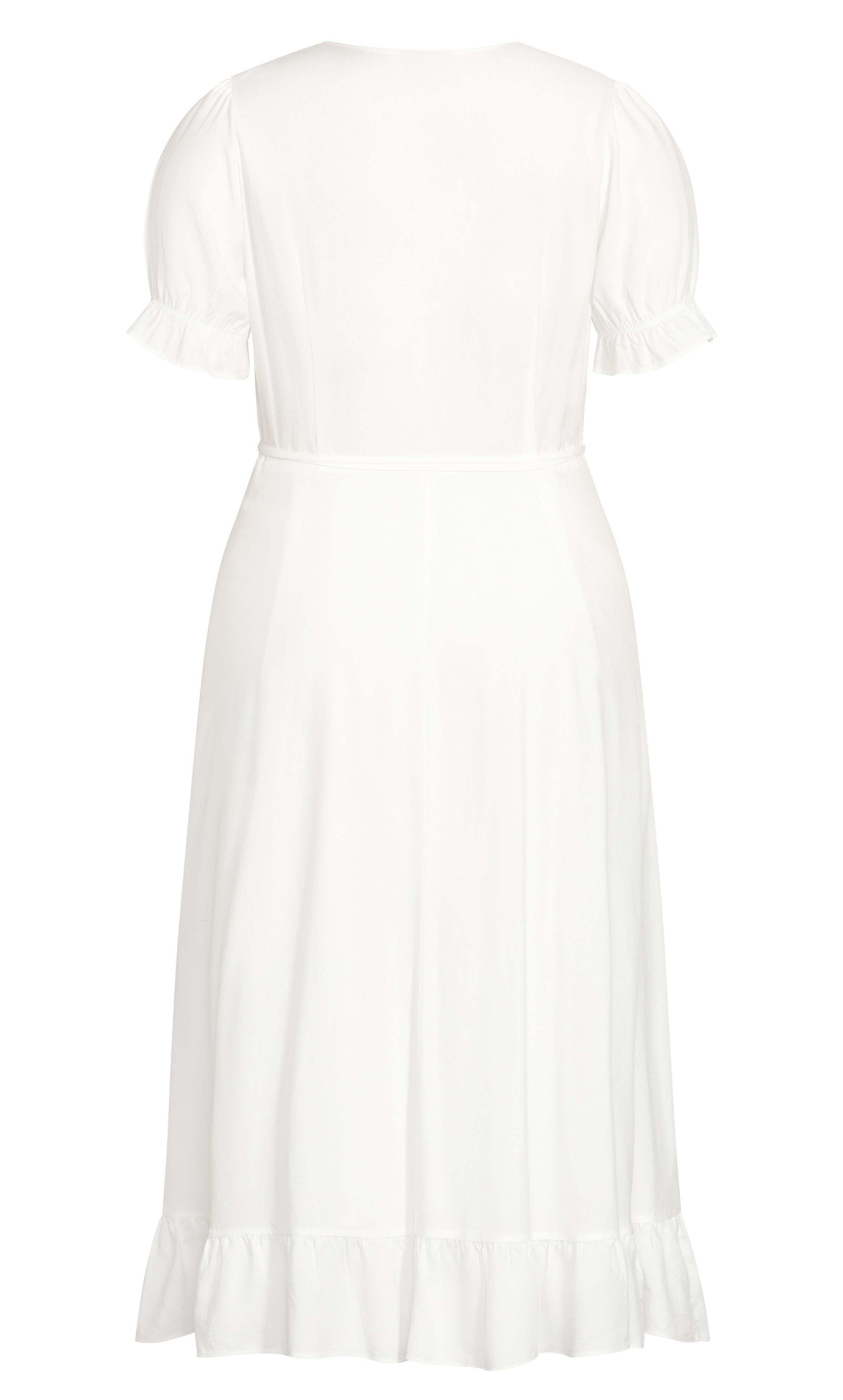 Turn heads all season long in the Ruffle Flirt Maxi Dress. Showcasing a lush wrap silhouette for a form-flattering look, this dress includes short sleeves, a deep V-neckline and a brilliant pristine white hue for an on-trend look. Key Features Include: - V-neckline - True wrap silhouette - Short sleeves with elasticated cuffs - Adjustable self-tie fabric to waist - Maxi-length hemline with frilled kick - Lined - Made from a soft and smooth natural cellulosic fibre Bring some glamour to your look with a strappy pair of espadrille heels and gold accessories for a sophisticated edge.