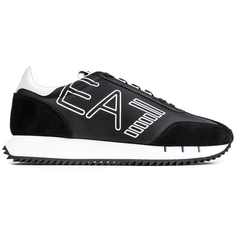The Men's Black Ea7 Vintage Trainer Showcases A Stylish, Sporty Designer Look That Matches All Your Casual Outfits And Gym Kit. Featuring The Famous Ea7 Logo, Comfy Cushioned Insole, Cushioned Collar And Suede Details, As Well As A Thick Rubber Sole, This Athletic, Cool Designer Shoe Ticks All The Boxes.