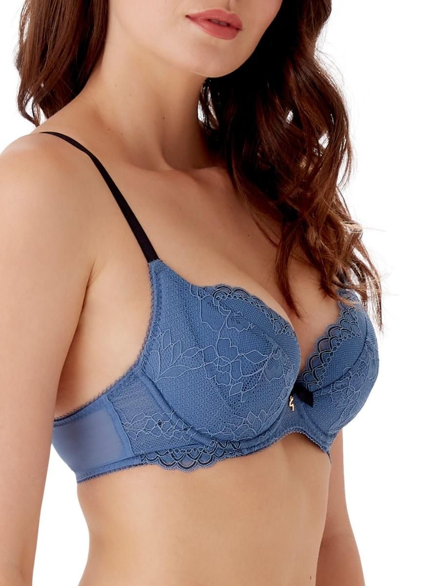 Gossard Superboost Lace Plunge Bra. With mesh support, a cleavage-enhancing front and removable padding. Removable padding is only available for A-D cups in 30-38 backs. Product is hand wash only.