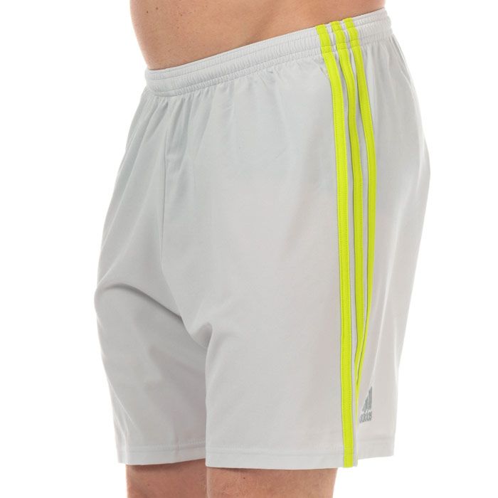 Mens adidas Condivo 18 Shorts in grey one - semi solar yellow.<BR><BR>- climalite fabric sweeps sweat away from your skin.<BR>- Elasticated waist with inner drawcord.<BR>- Applied 3-Stripes to sides.<BR>- Embroidered adidas Badge Of Sport logo above left hem on reverse.<BR>- Lightweight fabric construction.<BR>- Regular fit.<BR>- Inside leg length measures 7in approximately.<BR>- Main material: 86% Polyester  14% Elastane.  Machine washable.<BR>- Ref: CE1702<BR><BR>- Measurements are intended for guidance only.