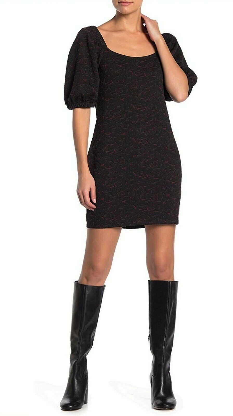 Color: Blacks Size Type: Regular Size (Women's): M Neckline: Square Neck Pattern: Geometric Sleeve Length: Half Sleeve Style: Sheath Occasion: Casual Dress Length: Short Material: Polyester Zipper: None