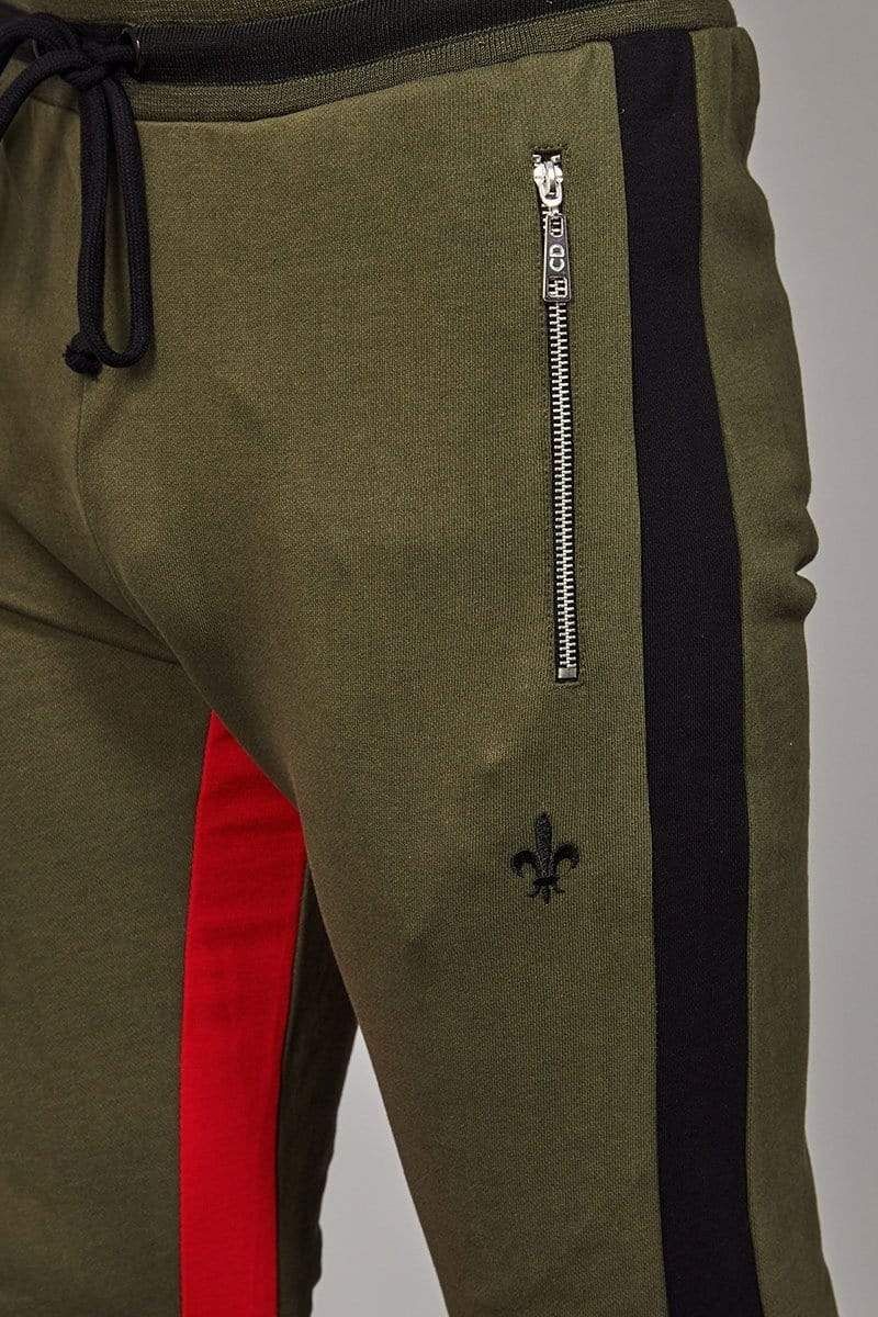 Roman track jogger with colour block design and cuff zip detail,Fleur-de-lis detail and CD logo, Side pockets and hip pocket