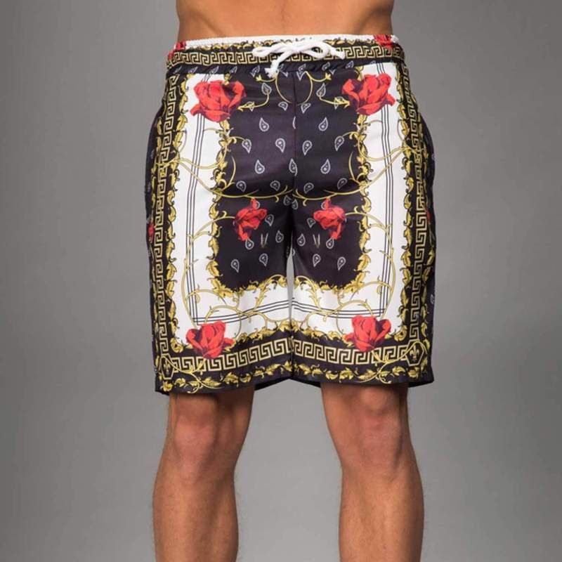 Avi short with roses and paisley pattern design print all-over, Side pockets