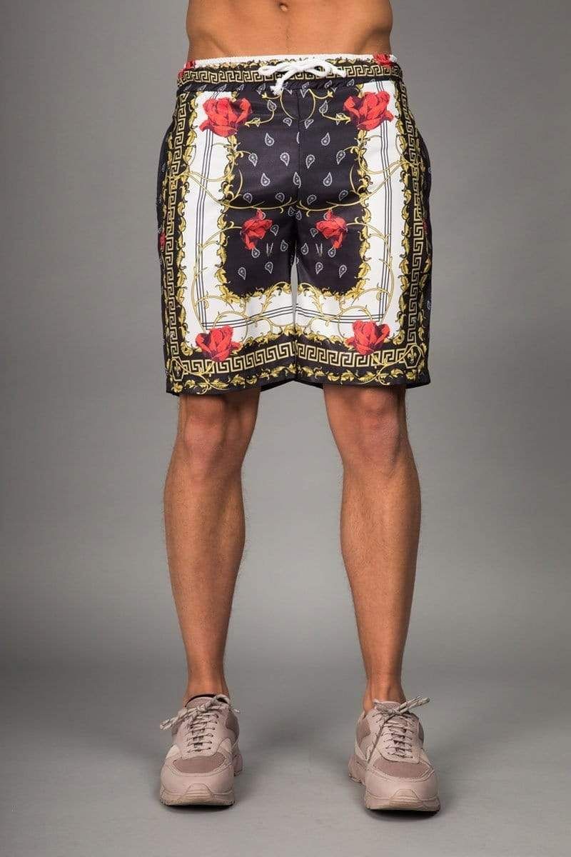 Avi short with roses and paisley pattern design print all-over, Side pockets