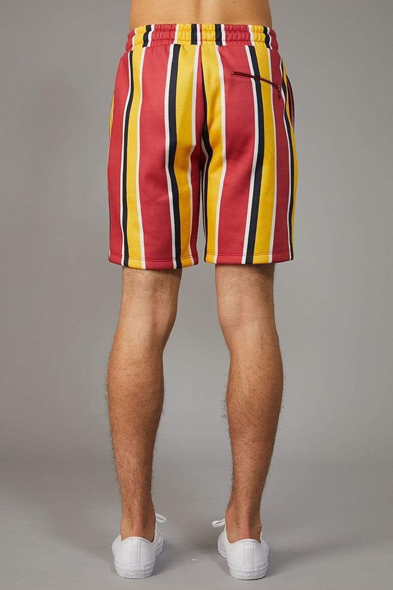 Marley shorts with multi-colour stripe all-over, Adjustable waistband, Rubber badge CD logo, Side pockets and hip pocket with zip