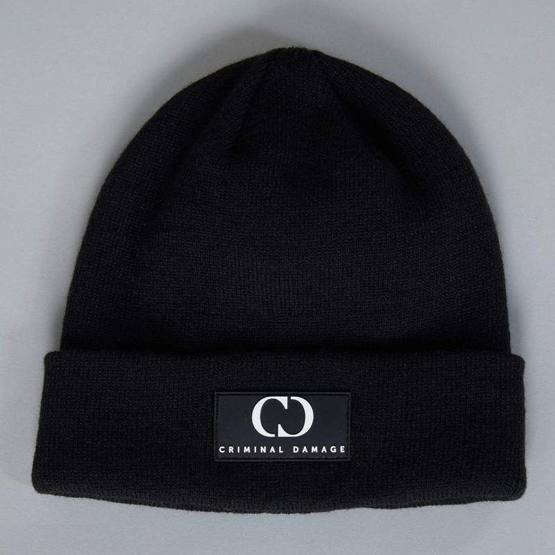 Core beanie with CD logo and CRIMINAL DAMAGE wording, Rubber badge