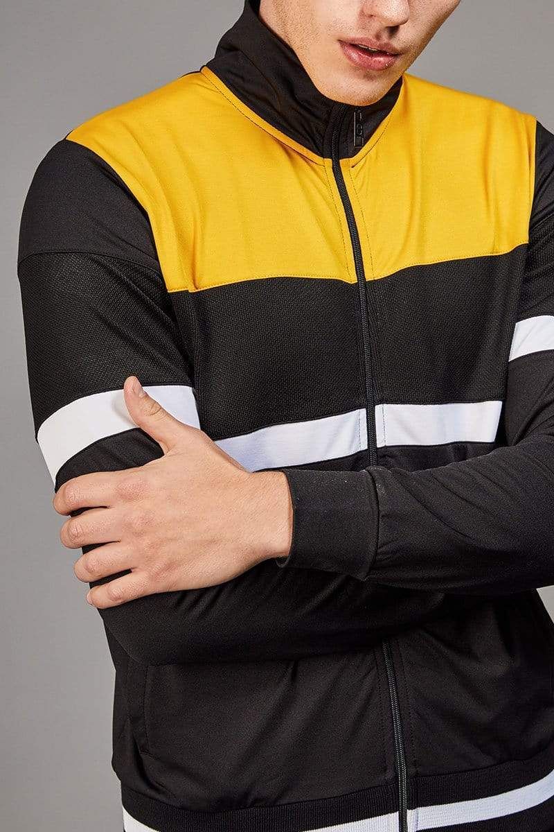 Cut and sew colour block track top, Regular fit, Cut and sew colour block design, High neck front zip
