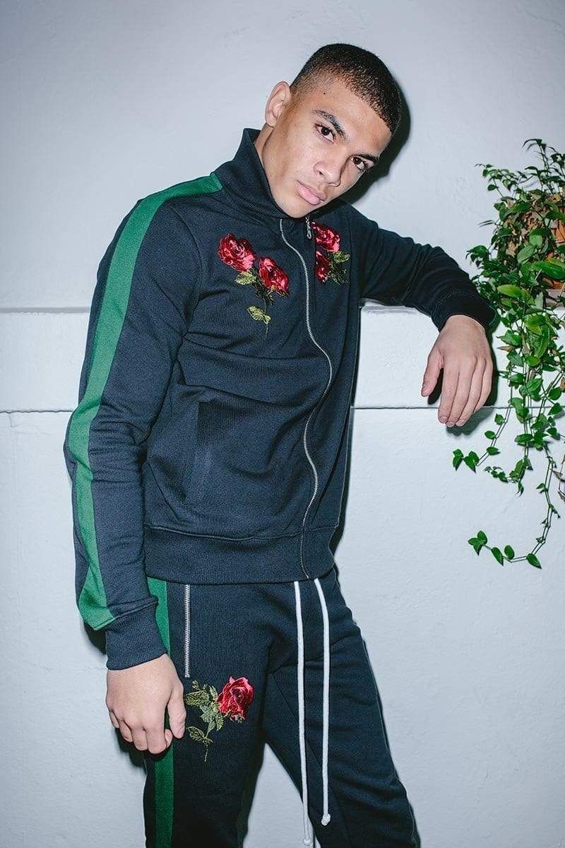 Thorn track top with embroidered roses, CD logo