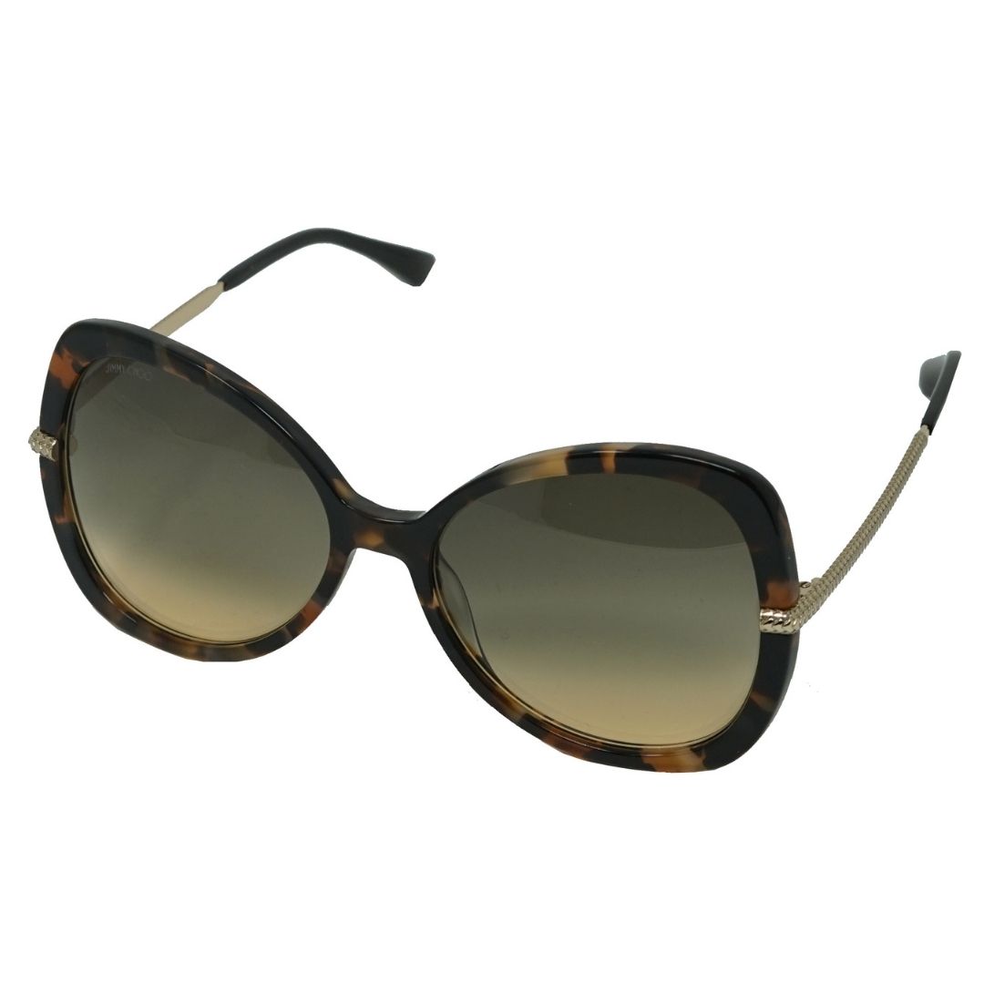 Jimmy Choo CRUZ/G/S 086/GA Sunglasses. Lens Width = 58mm. Nose Bridge Width = 18mm. Arm Length = 140mm. Sunglasses, Sunglasses Case, Cleaning Cloth and Care Instructions all Included. 100% Protection Against UVA & UVB Sunlight and Conform to British Standard EN 1836:2005