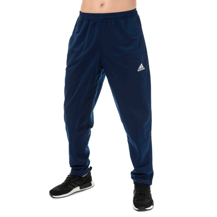 Mens adidas Condivo 18 Tracksuit Bottoms in dark blue - white.<BR><BR>- Elasticated waist with inner drawcord.<BR>- Side welt pockets.<BR>- Applied 3-Stripes to sides.<BR>- Ankle zips for easy on - off.<BR>- Embroidered adidas Badge Of Sport logo at left thigh.<BR>- Tapered leg.<BR>- Slim fit.<BR>- Main material: 100% Polyester.  Machine washable.<BR>- Ref: CV8258