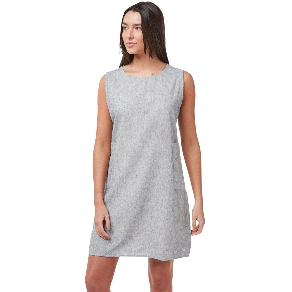 Absolutely stunning travel dress that’s smart enough for a dressed-up outing but practical enough for a relaxed gathering. The elegant shift design showcases the gorgeous linen and cotton blend striped fabric which has an easy-care finish for good measure. Oversized stitched-on pockets to each side.