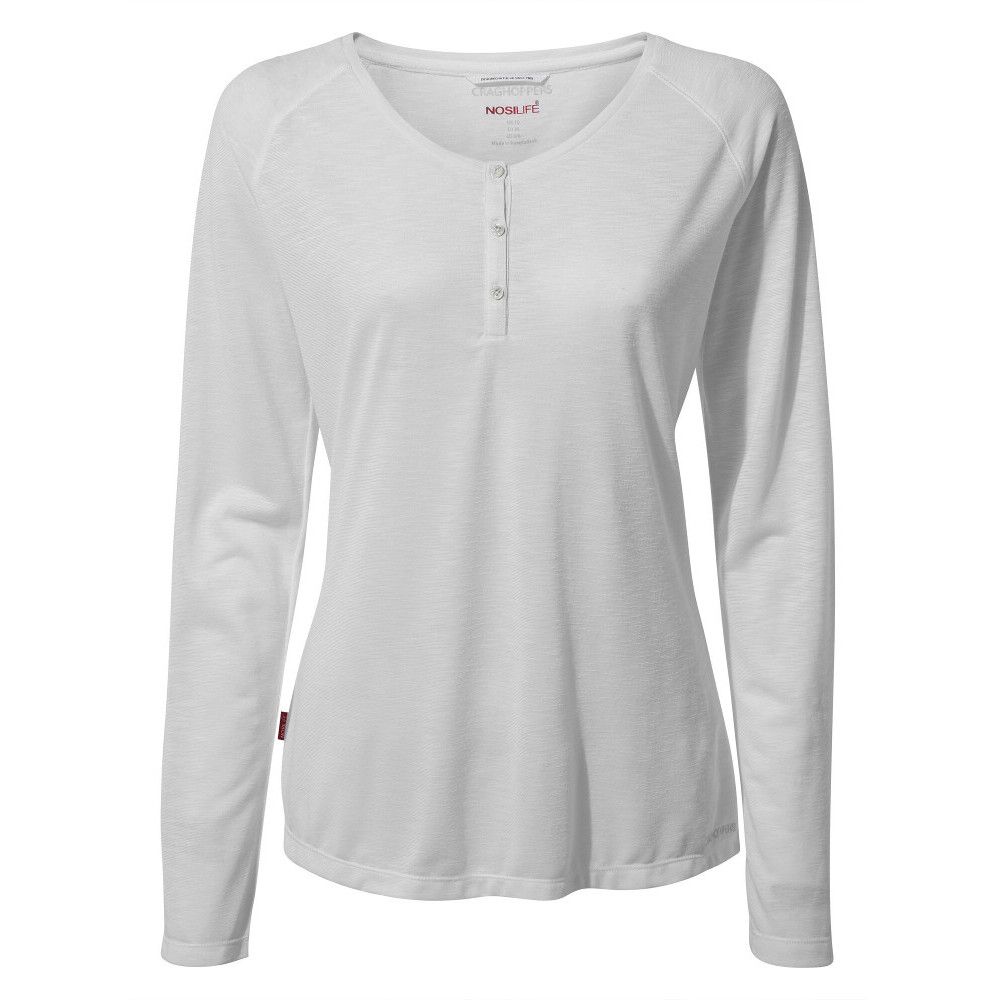 Casual long-sleeved top that’s a relaxed addition to any travel bag. Made from NosiLife slubbed jersey Kayla incorporates anti-insect treatment to help guard against biting bugs, so it’s a good choice for a hot-climate city break. Featuring a flattering neckline with button fastening.