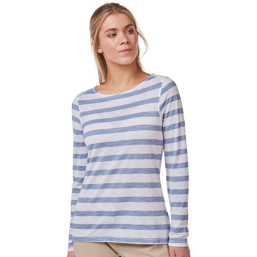 A versatile top that celebrates travel. The elegant striped and plain options have a relaxed holiday vibe that mix and match perfectly with Craghoppers’ seasonal shorts, skirts and trousers. The quick-wicking, odour-control fabric helps you stay cool, while the inbuilt NosiLife anti-insect action guards tender skin from biting bugs.