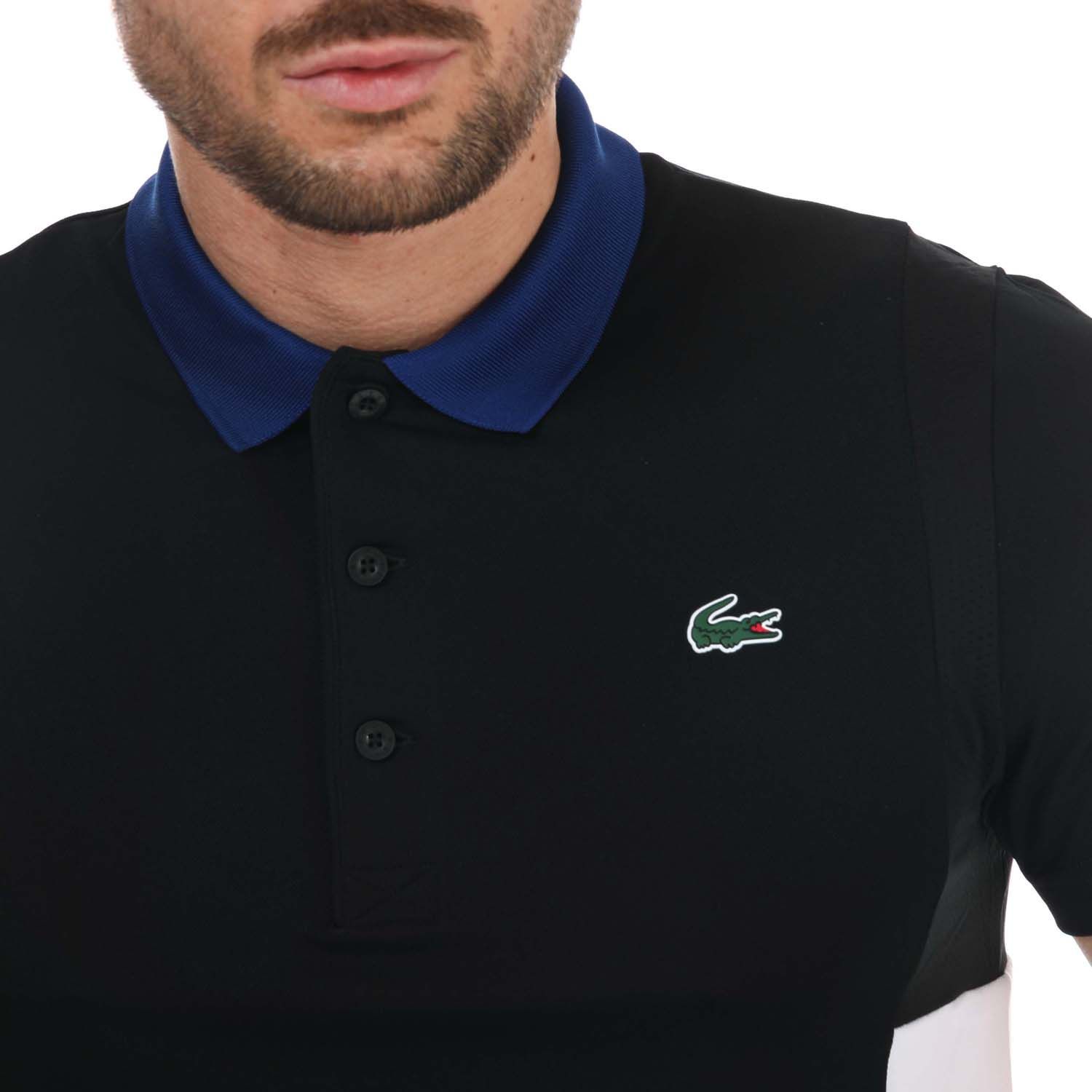 Lacoste SPORT tennispoloshirt met kleurvlakken voor heren, zwart