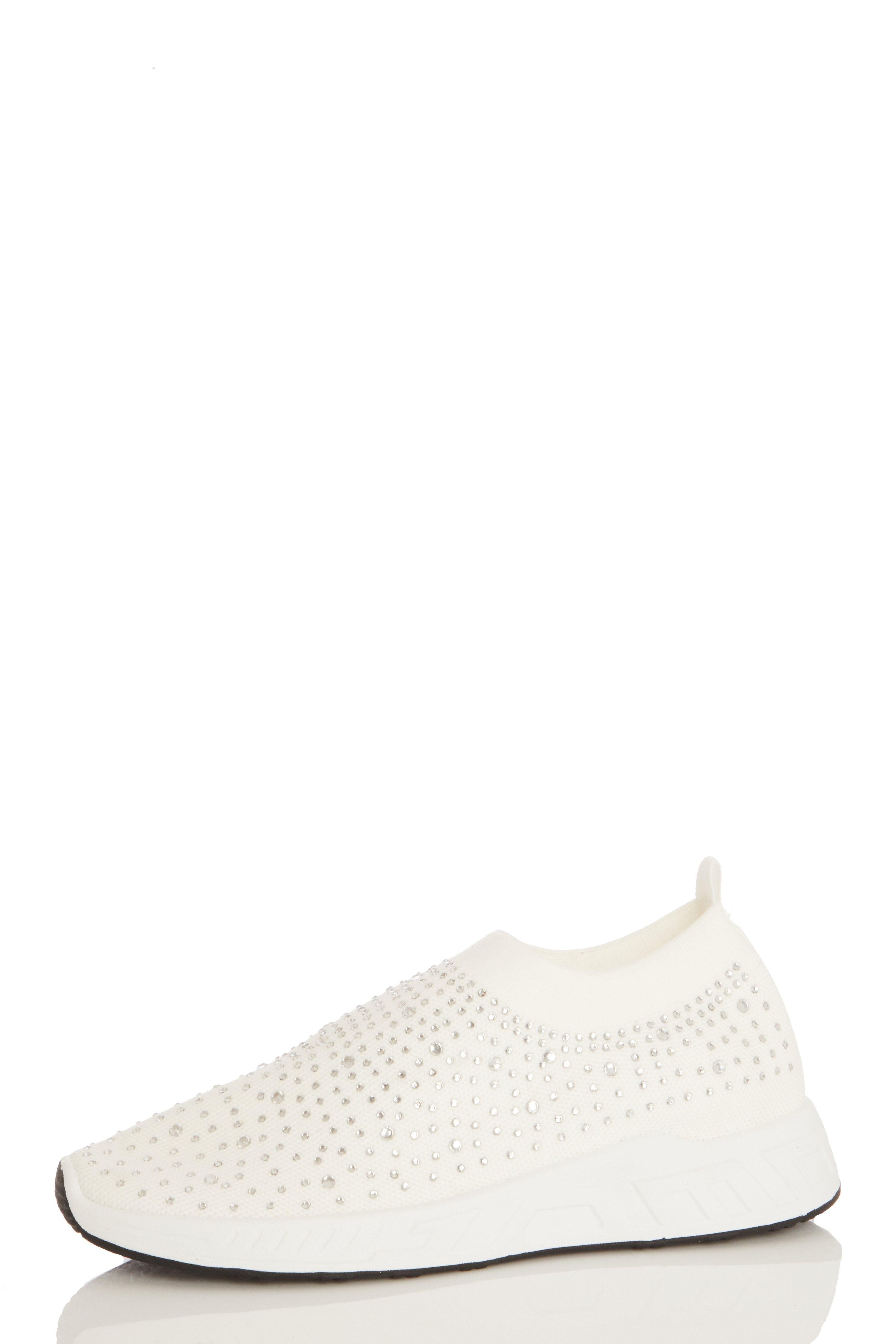 - Casual trainers  - Slip on style  - Knit finish  - Diamante embellished