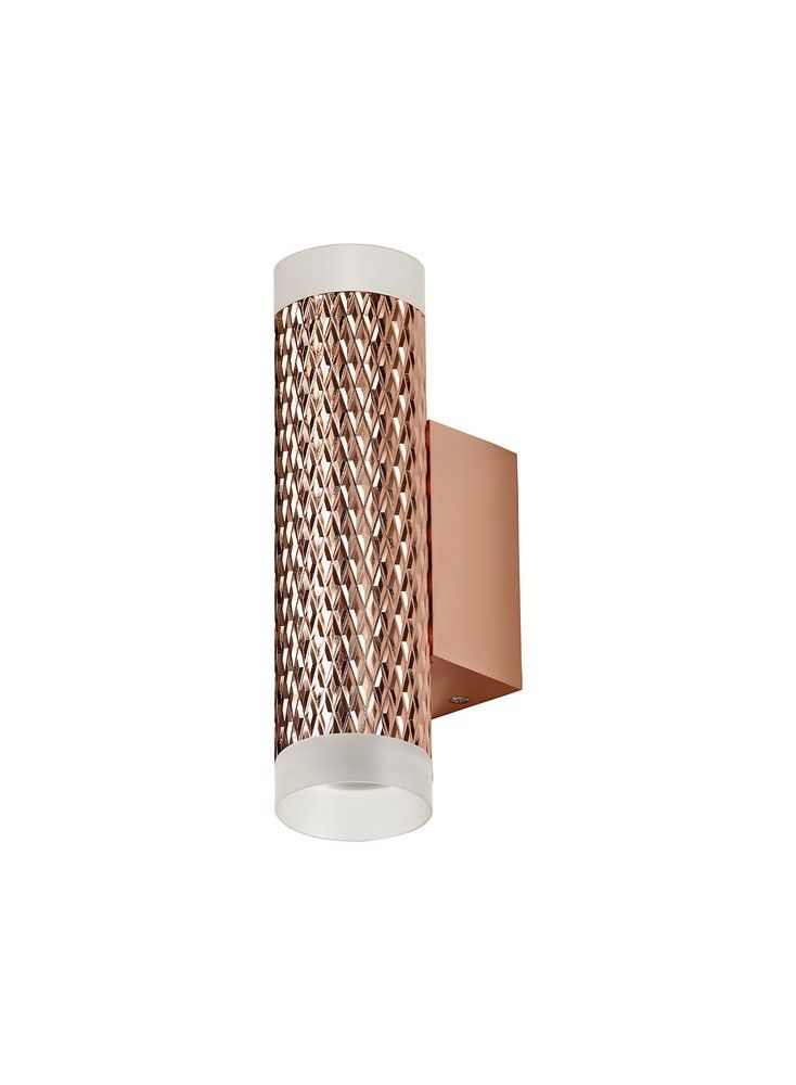 Finish: Acrylic, Rose Gold | IP Rating: IP20 | Height (cm): 22 | Diameter (cm): 6 | Projection (cm): 10 | No. of Lights: 2 | Lamp Type: GU10 | Wattage (max): 50W | Weight (kg): 0.480kg | Bulb Included: No