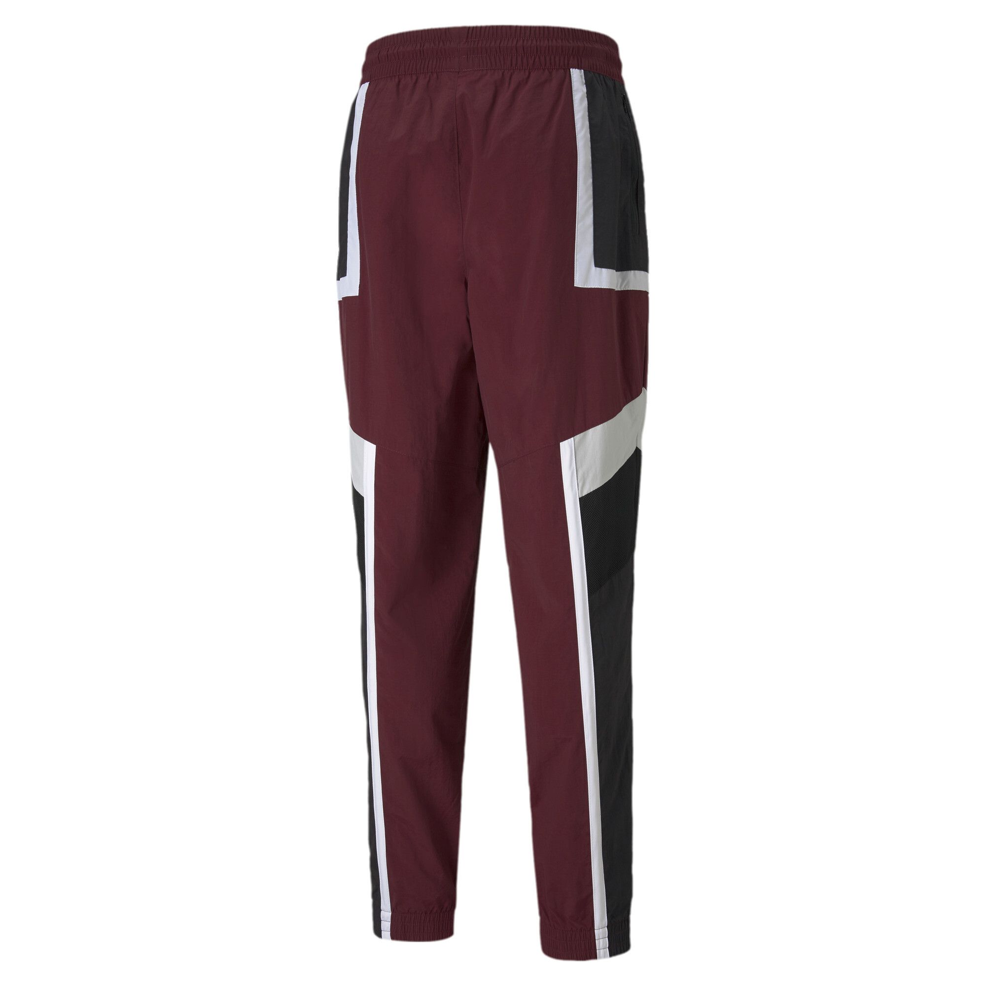 PRODUCT STORY Retro-inspired and street sleek, the Court Side Basketball Pants are head-turners. With lounge-worthy lines and in standout colour combinations, you'll make comfortable look cool. DETAILS : Regular fit Side pockets, plus hidden pockets for secure storage of belongings Elasticated cuffs Adjustable waistband with elongated drawcords for customised comfort PUMA branding at left thigh