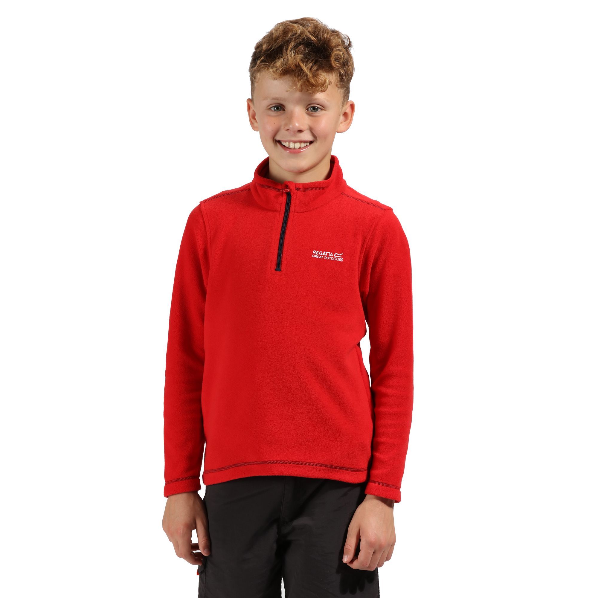 170gsm Symmetry fleece. 1 side brushed, 1 side anti pill. 100% Polyester. Regatta Kids Sizing (chest approx): 2 Years (53-55cm), 3-4 Years (55-57cm), 5-6 Years (59-61cm), 7-8 Years (63-67cm), 9-10 Years (69-73cm), 11-12 Years (75-79cm), 32 (79-83cm), 34 (83-85cm).