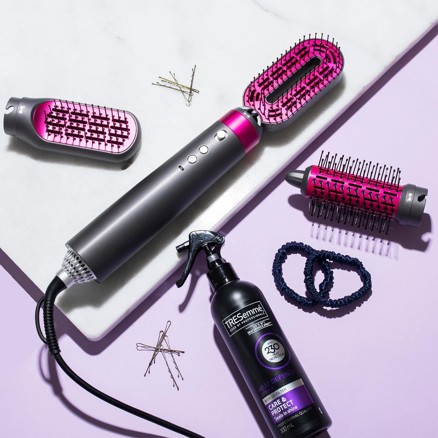 All of your hairstyling needs in one tool with the envie 3 in 1 Hair Styling Brush!  With three interchangeable combs, including a 12cm styling brush for curling, 14cm brush head for straightening and a 15cm brush for blow-drying – enjoy a variety of looks from one tool.

Key Features: 
3 interchangeable combs
Hair curling, straightening and drying
One button temperature control
3 heat settings – hot/warm/cool
2 speed settings – high/low
Led light indicator for temperature settings
Max. power: 900 watts