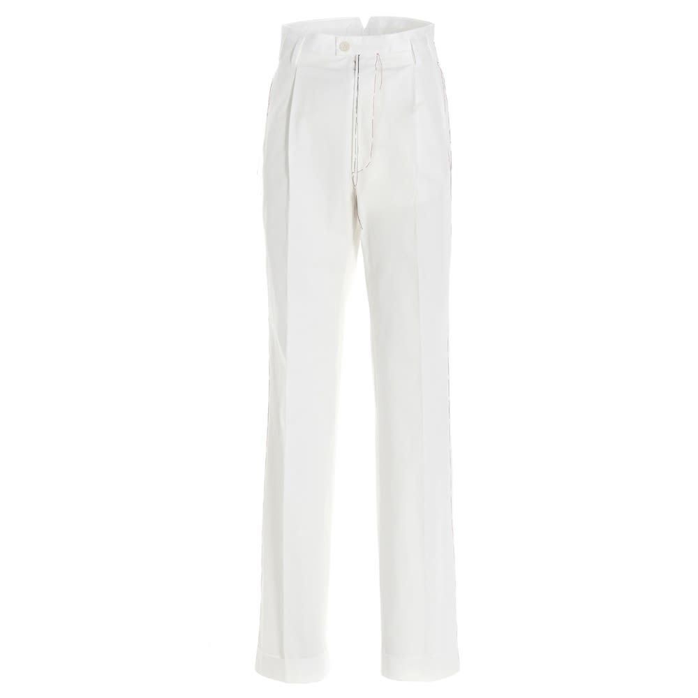 Maison Margiela cotton trousers with regular waist, wide leg and contrasting stitching.