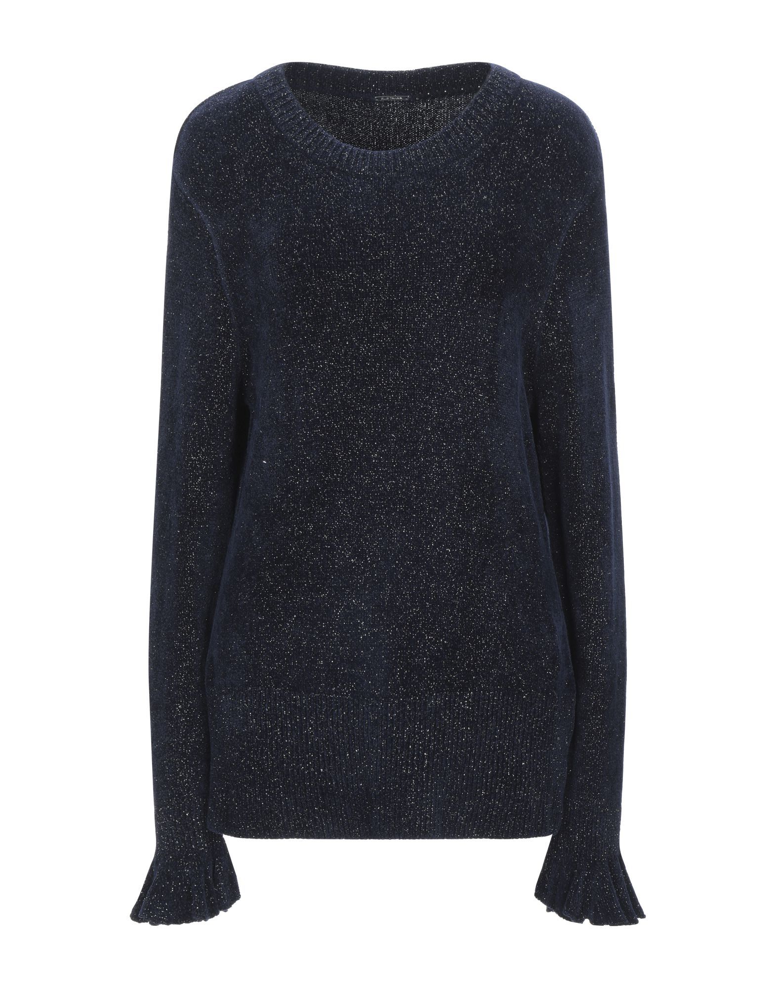 knitted, lamé, no appliqués, solid colour, mélange, round collar, medium-weight knitted, long sleeves, no pockets