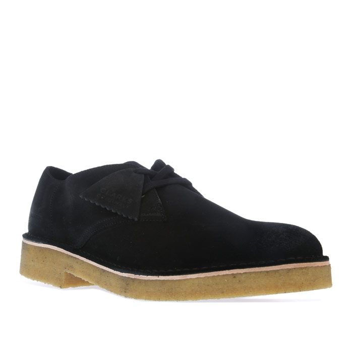 Men's Clarks Originals Desert Khan 221 Suede Shoes in Black