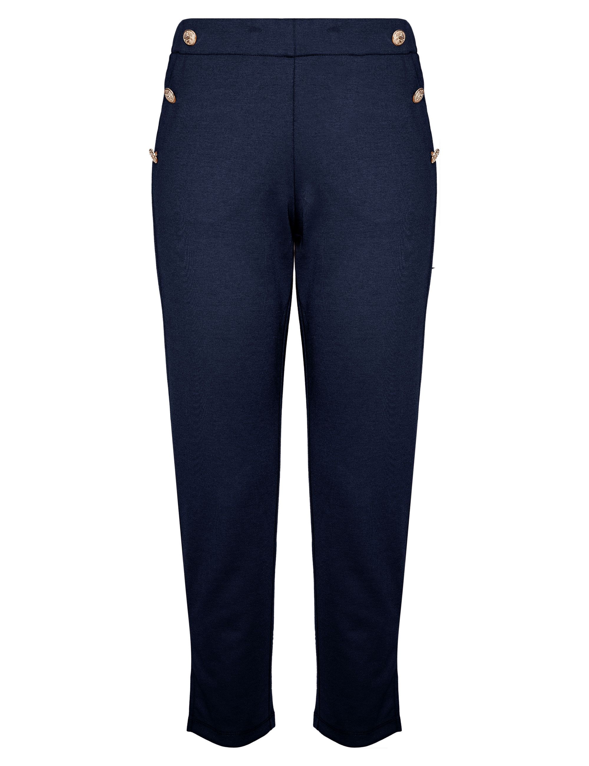 Womens Rockmans Full Length Military Button Ponte Pants NAVY ONL