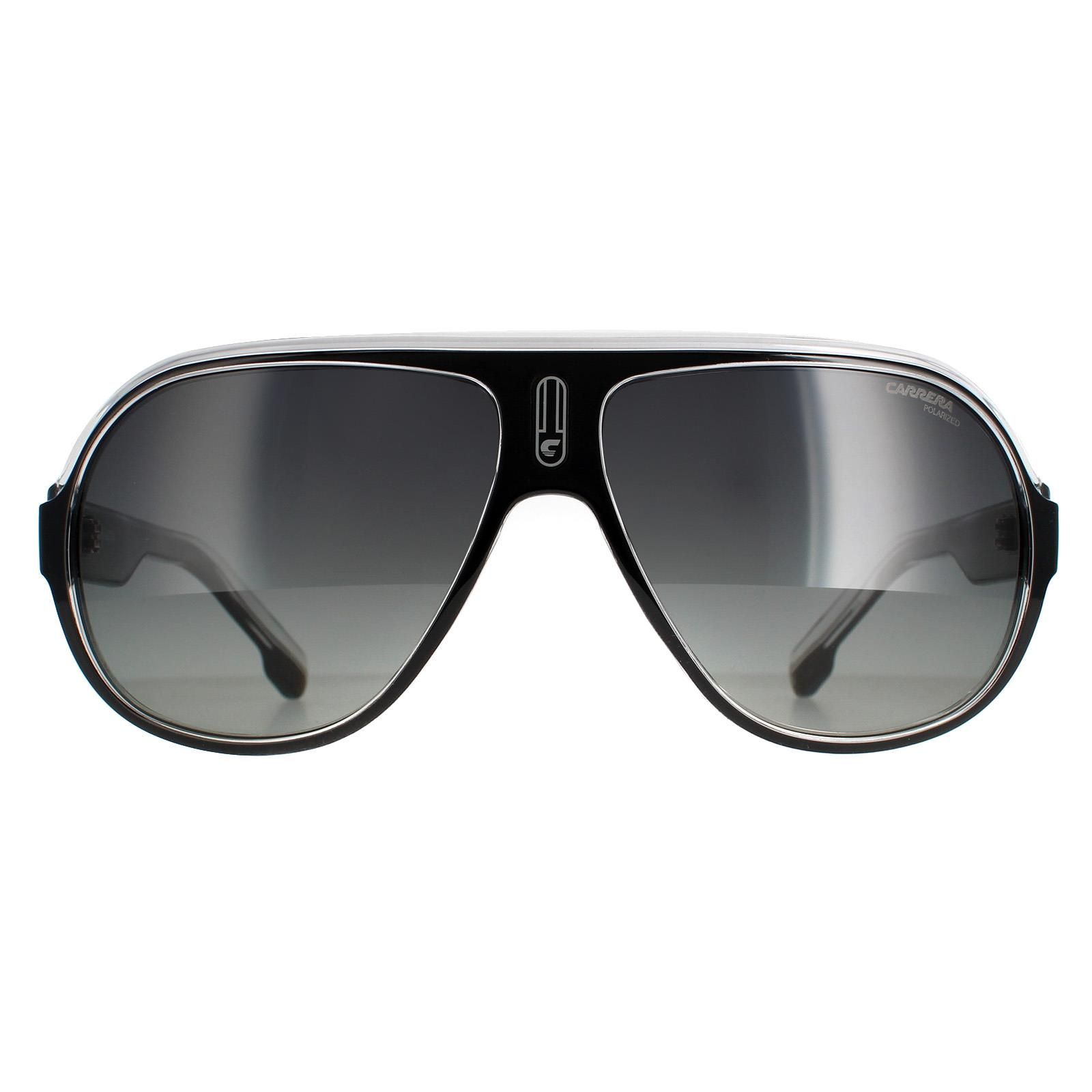 Carrera Aviator Unisex Black White Grey Gradient Polarized Speedway/N  Carrera are a new model in the Carrera sunglasses range in the classic aviator shape with a retro modern update in this chunky acetate frame