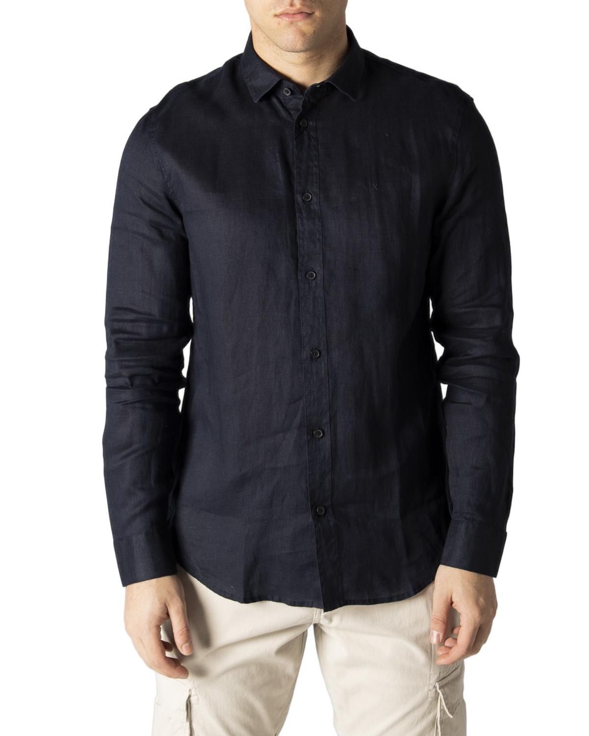Brand: Armani Exchange
Gender: Men
Type: Shirts
Season: Spring/Summer

PRODUCT DETAIL
• Color: blue
• Pattern: plain
• Fastening: buttons
• Sleeves: long
• Collar: classic

COMPOSITION AND MATERIAL
• Composition: -100% linen 
•  Washing: machine wash at 30°
