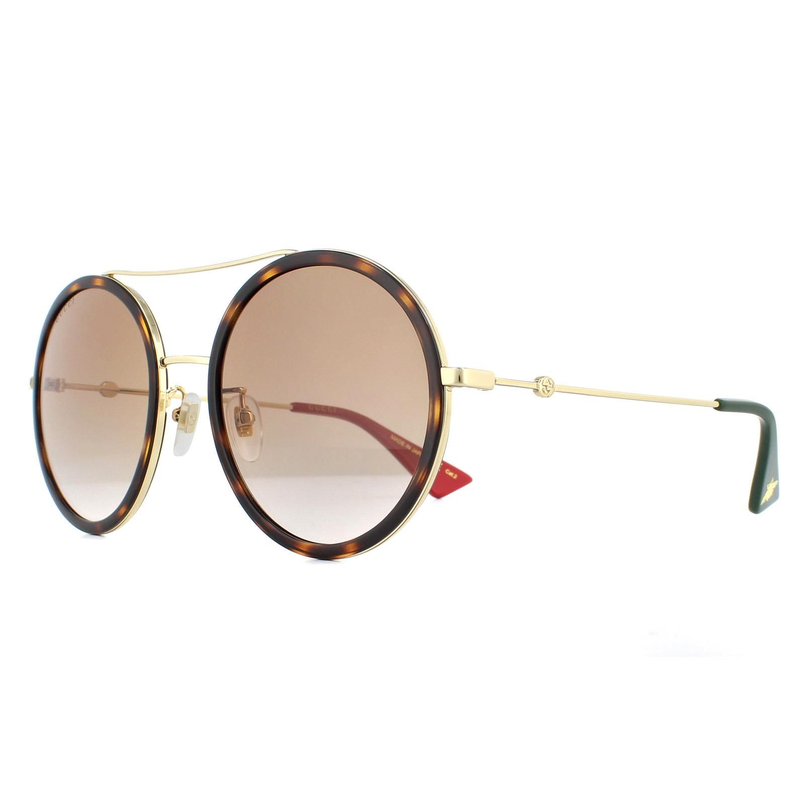 Gucci Sunglasses Gg0061s 013 Havana Gold Green And Red Tips Brown Gradient Light Mirror 4960