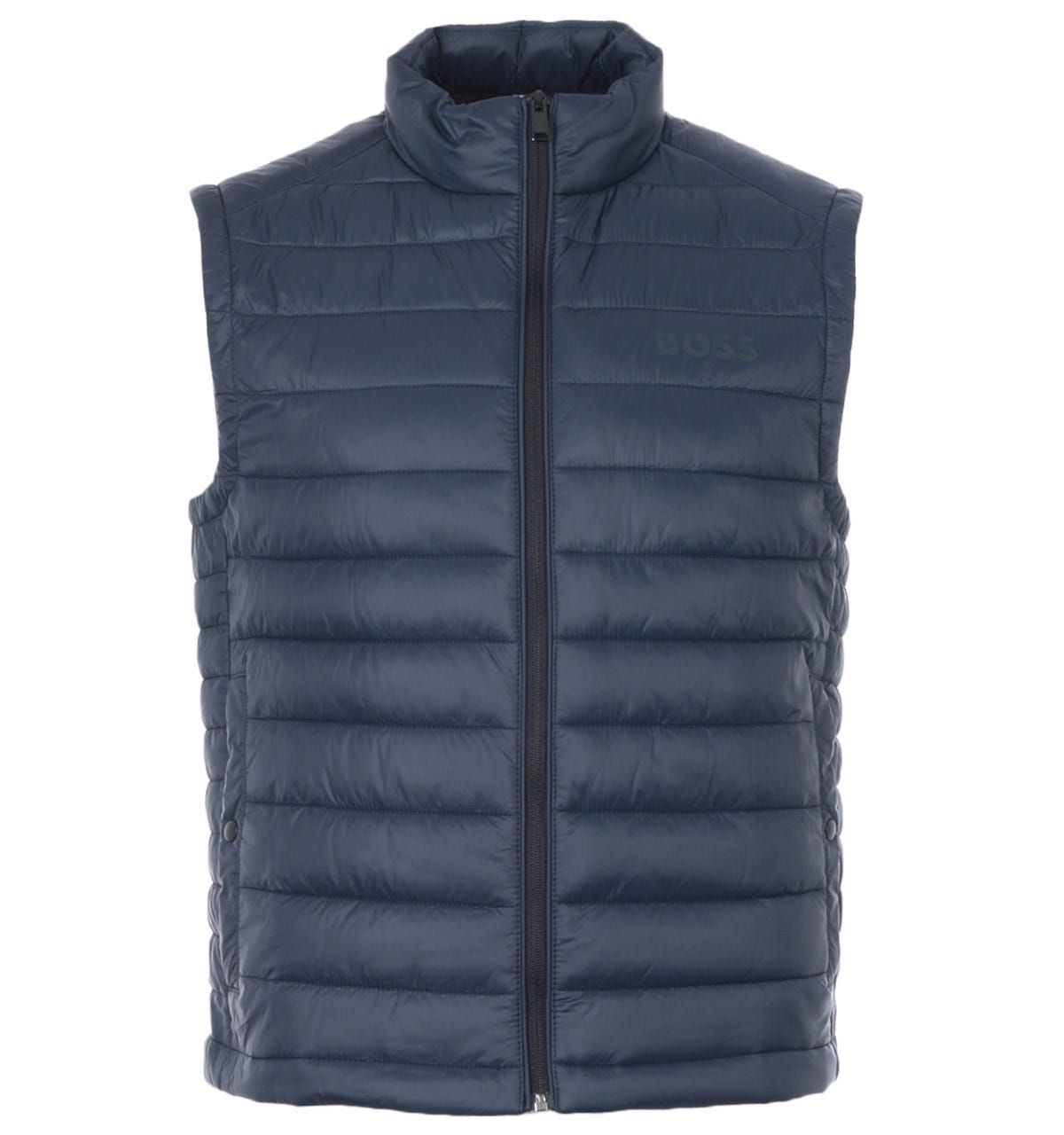 Functional and stylish this padded gilet from BOSS is perfect to refresh your outerwear this season. Crafted from a water resistant nylon shell, keeping you warm and dry. Featuring a stand up collar, full zip closure, twin side welt pockets, and internal pocket. Finished with subtle brand new BOSS logo at the chest.Regular Fit, Water Repellent Nylon Shell, Stand Up Collar, Full Zip Closure, Internal Pocket, BOSS Branding. Style & Fit:Regular Fit, Fits True to Size. Composition & Care:100% Nylon, Machine Wash.
