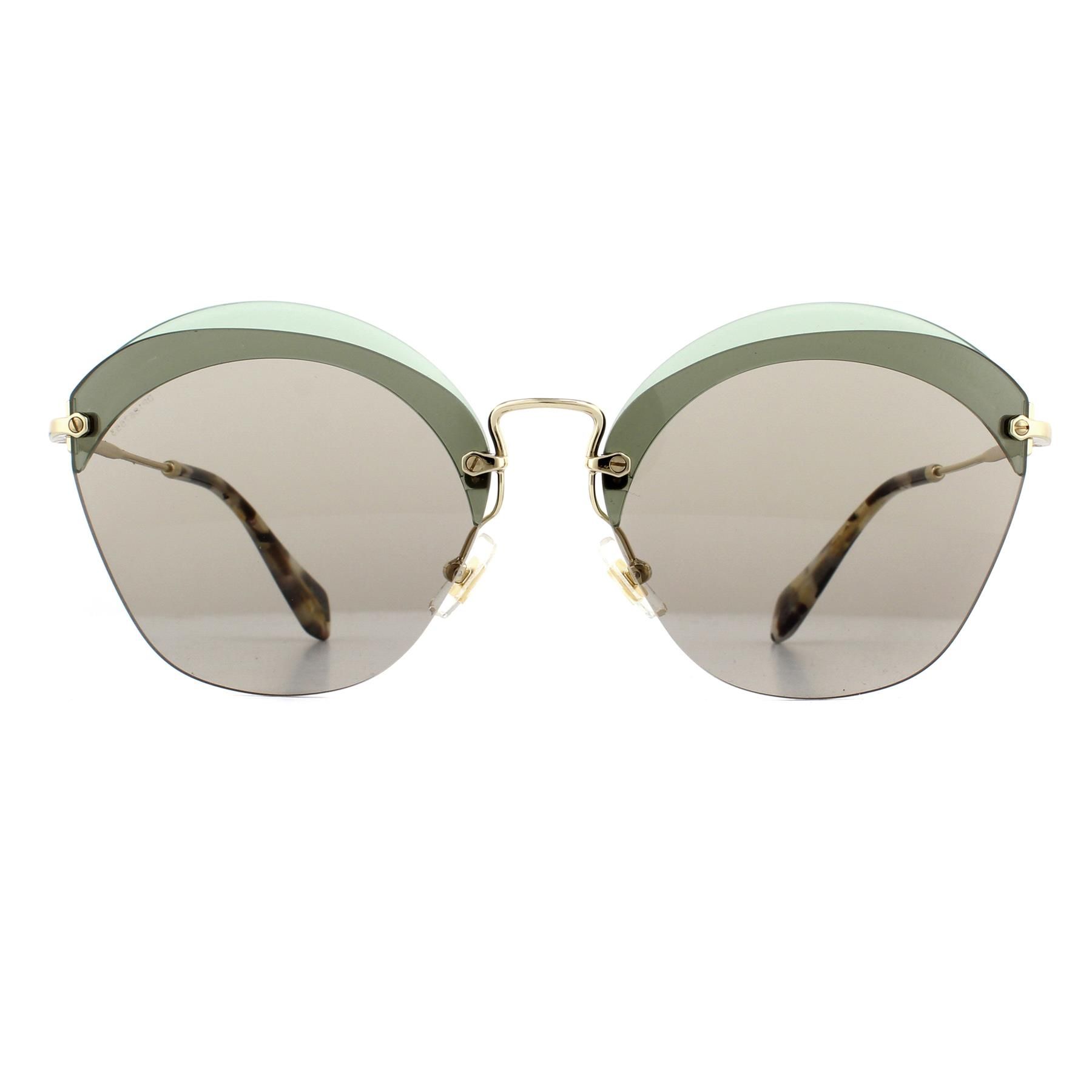 Miu Miu Sunglasses MU 53SS VX15J2 Green & Gold Light Brown have a multi-dimensional look with 2 lenses and slim metal arms for a really poised elegant finish with typical Miu Miu panache