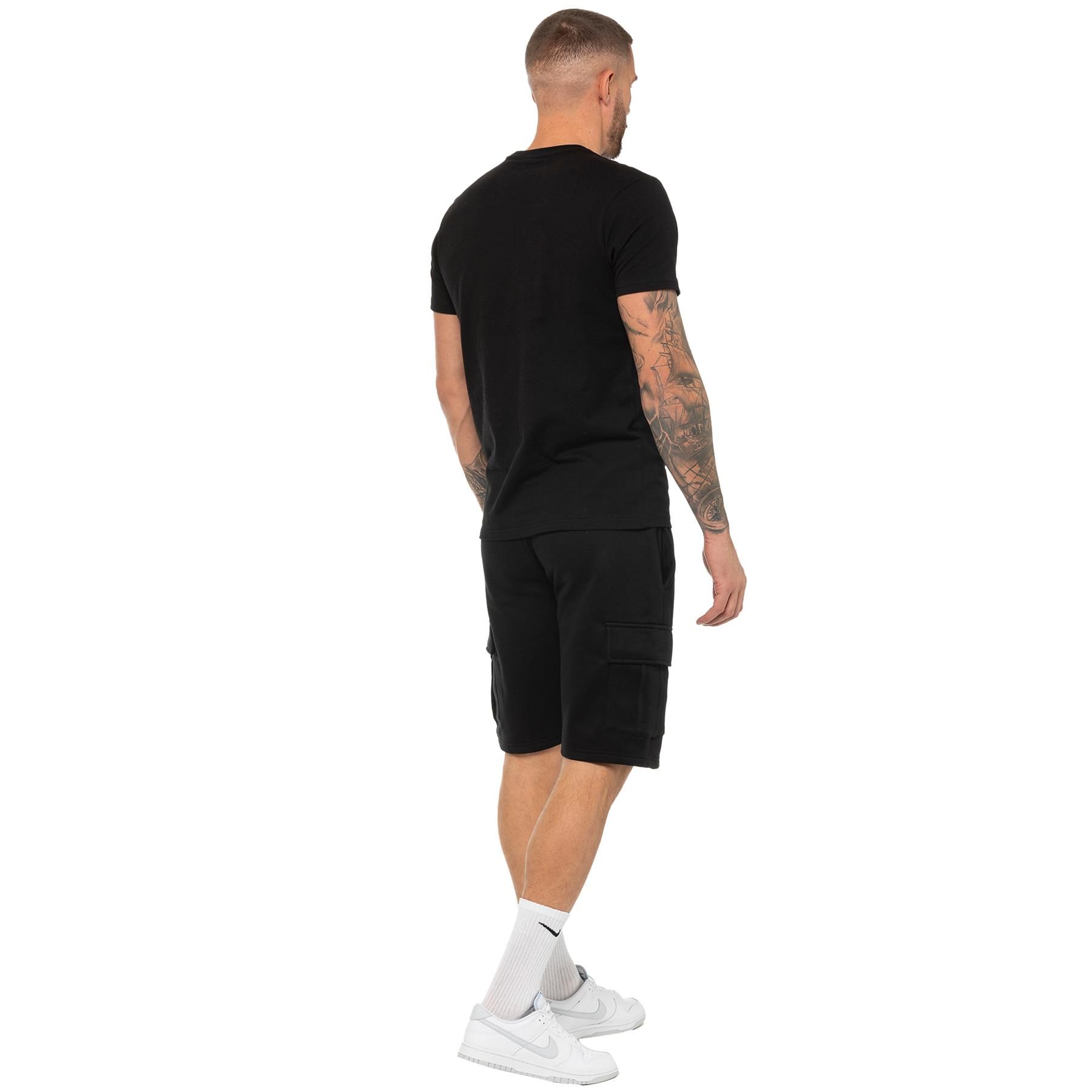 Enzo | Mens T-Shirt Tracksuit With Shorts Set - Black
