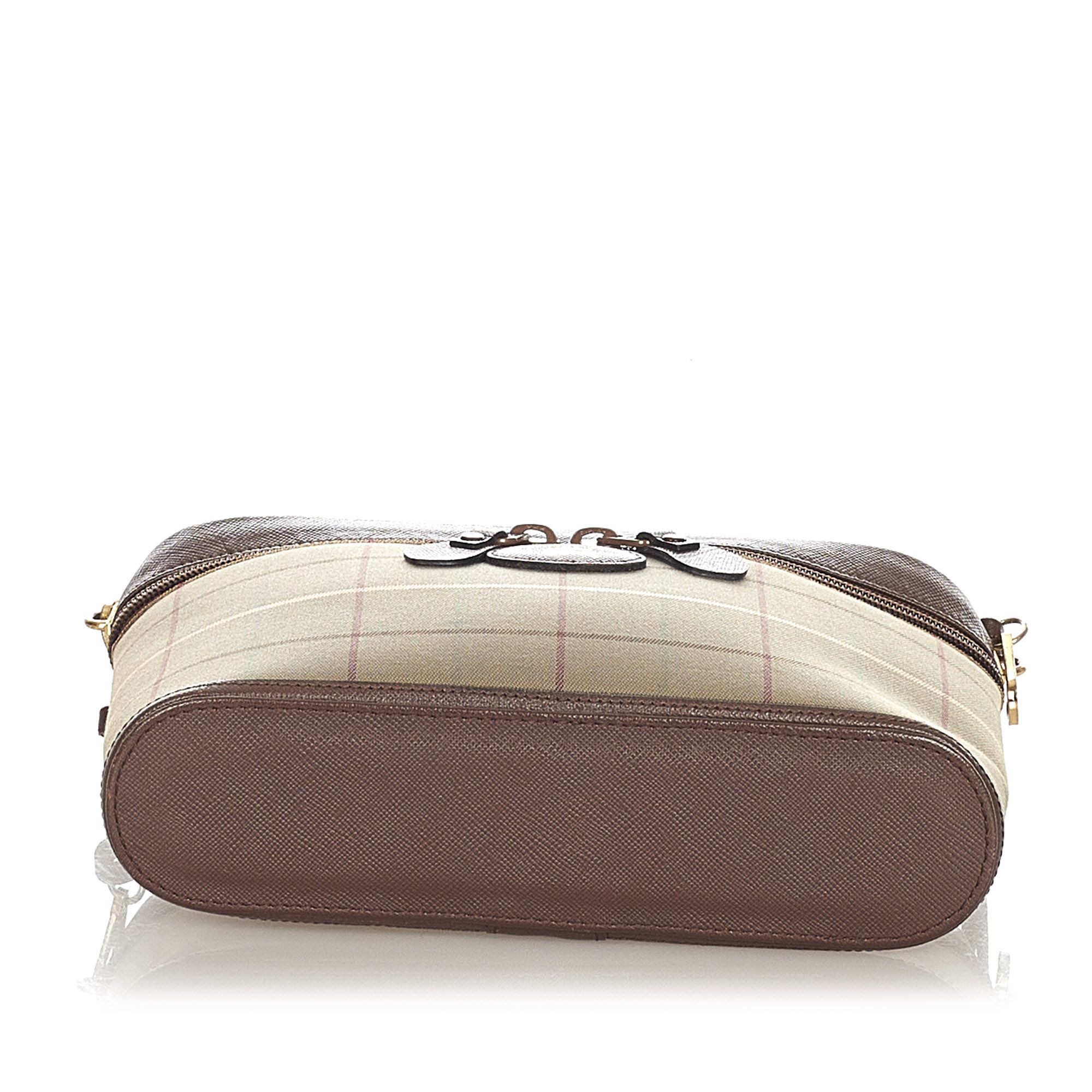 Vintage Burberry Plaid Canvas Crossbody Bag Brown