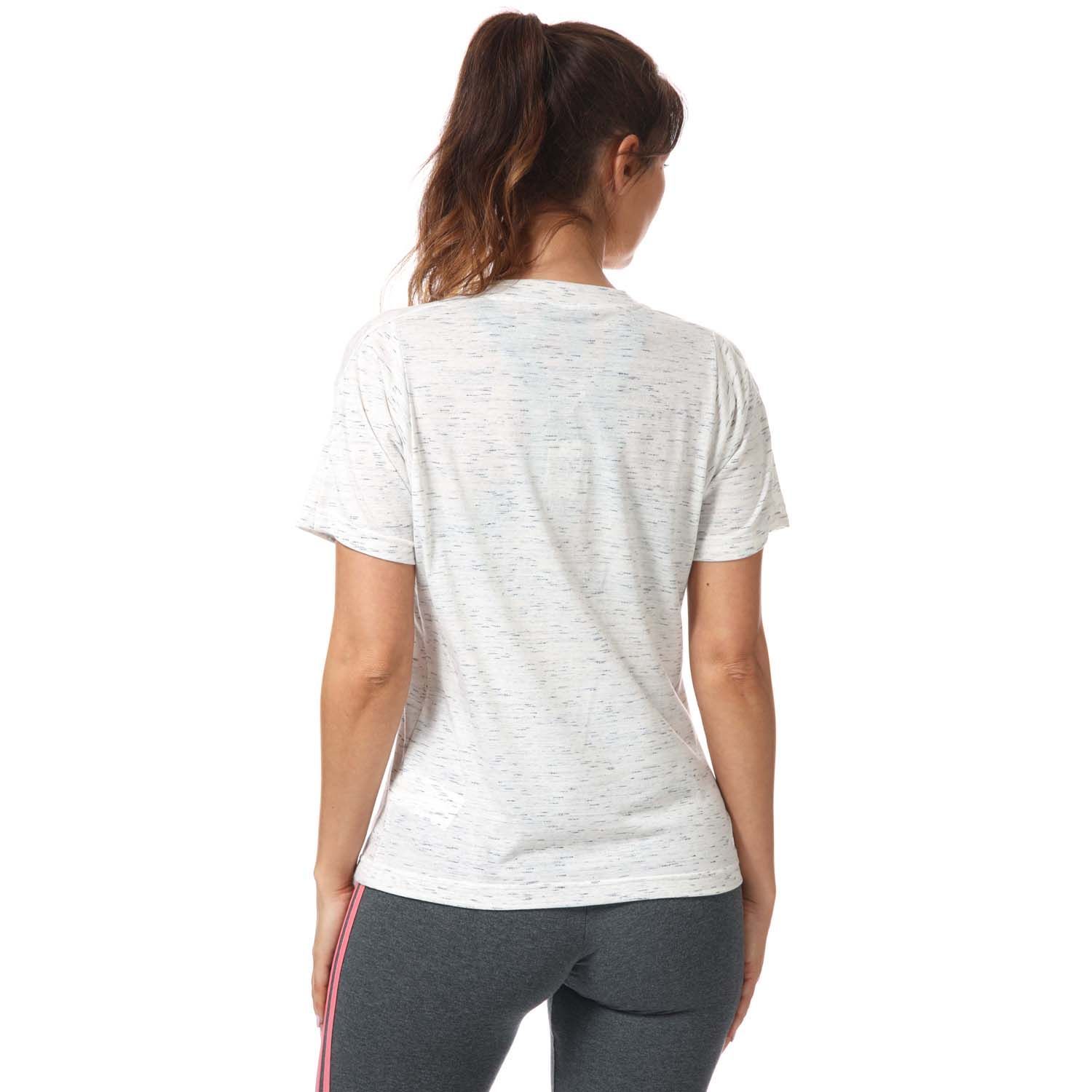 Womens adidas Sport Inspired Winners 2.0 T-Shirt in white melange.- Crew neckline.- Short sleeve.- Textured feel.- Long length.- Loose fit.- Main Material: 50% Polyester (Recycled)  25% Cotton  25% Rayon.- Ref: GP9639